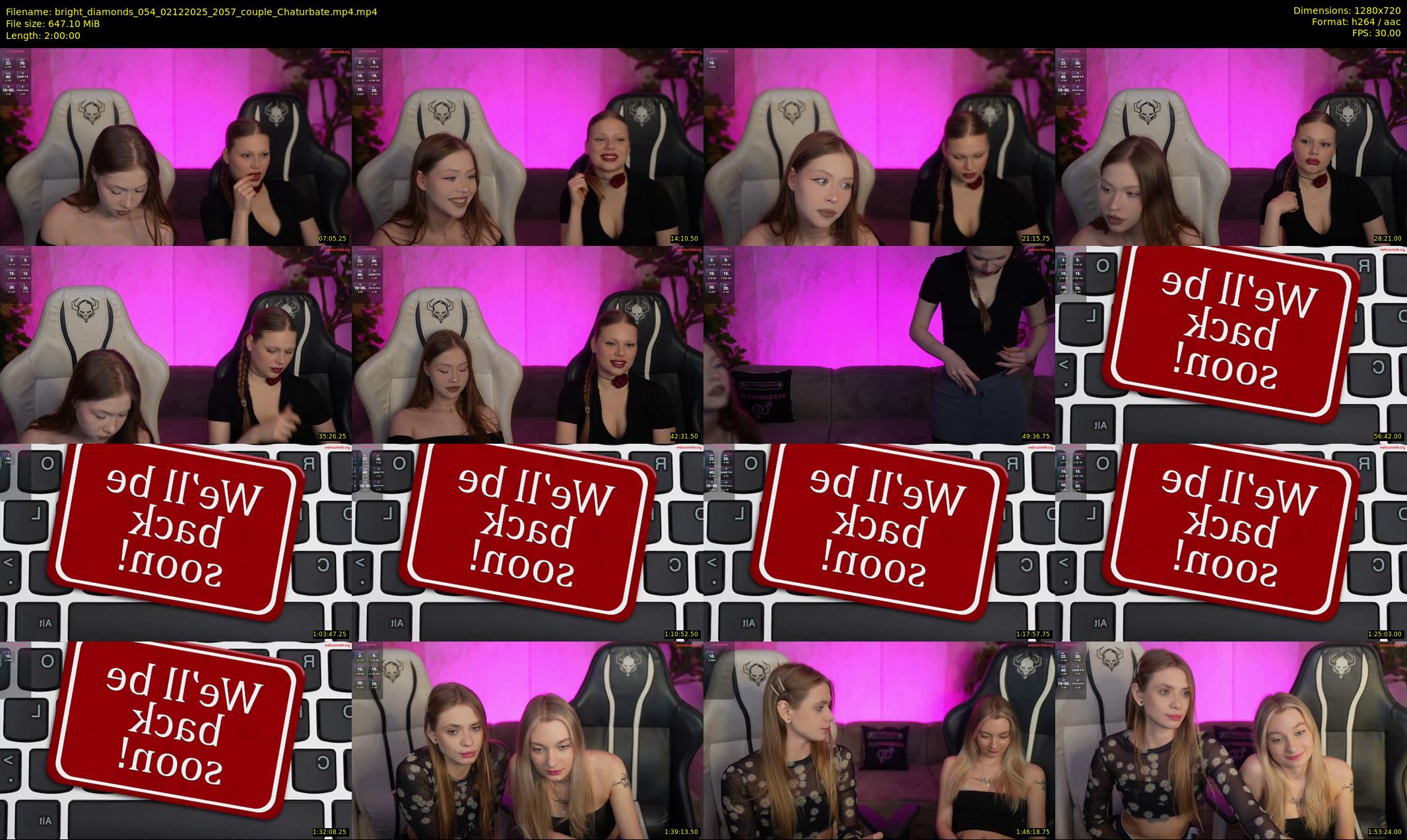 bright_diamonds_054 — 120 minute Chaturbate couple cam show recording, 720p, Dec 2, 2025