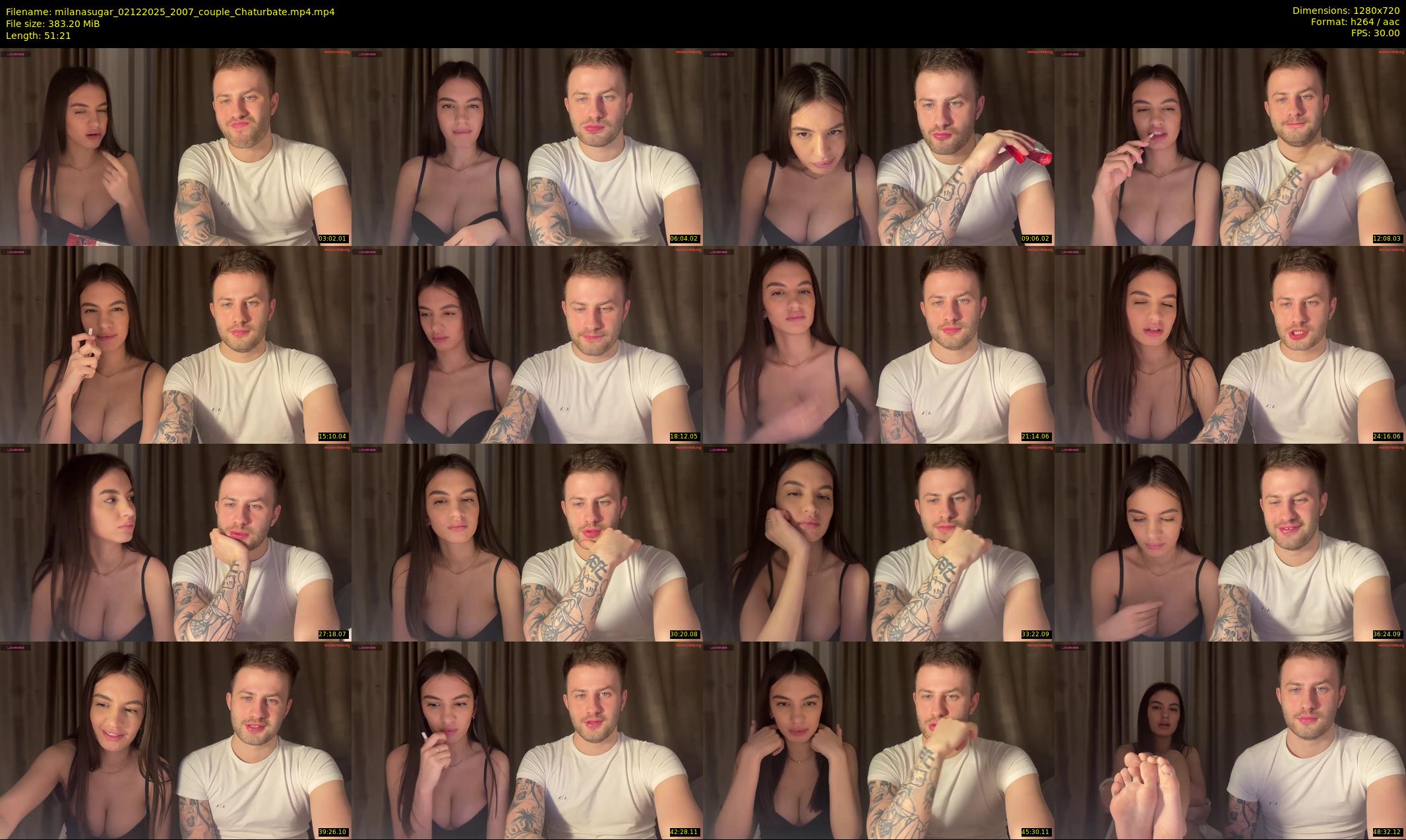 milanasugar — 52 minute Chaturbate couple cam show recording, 720p, Dec 2, 2025