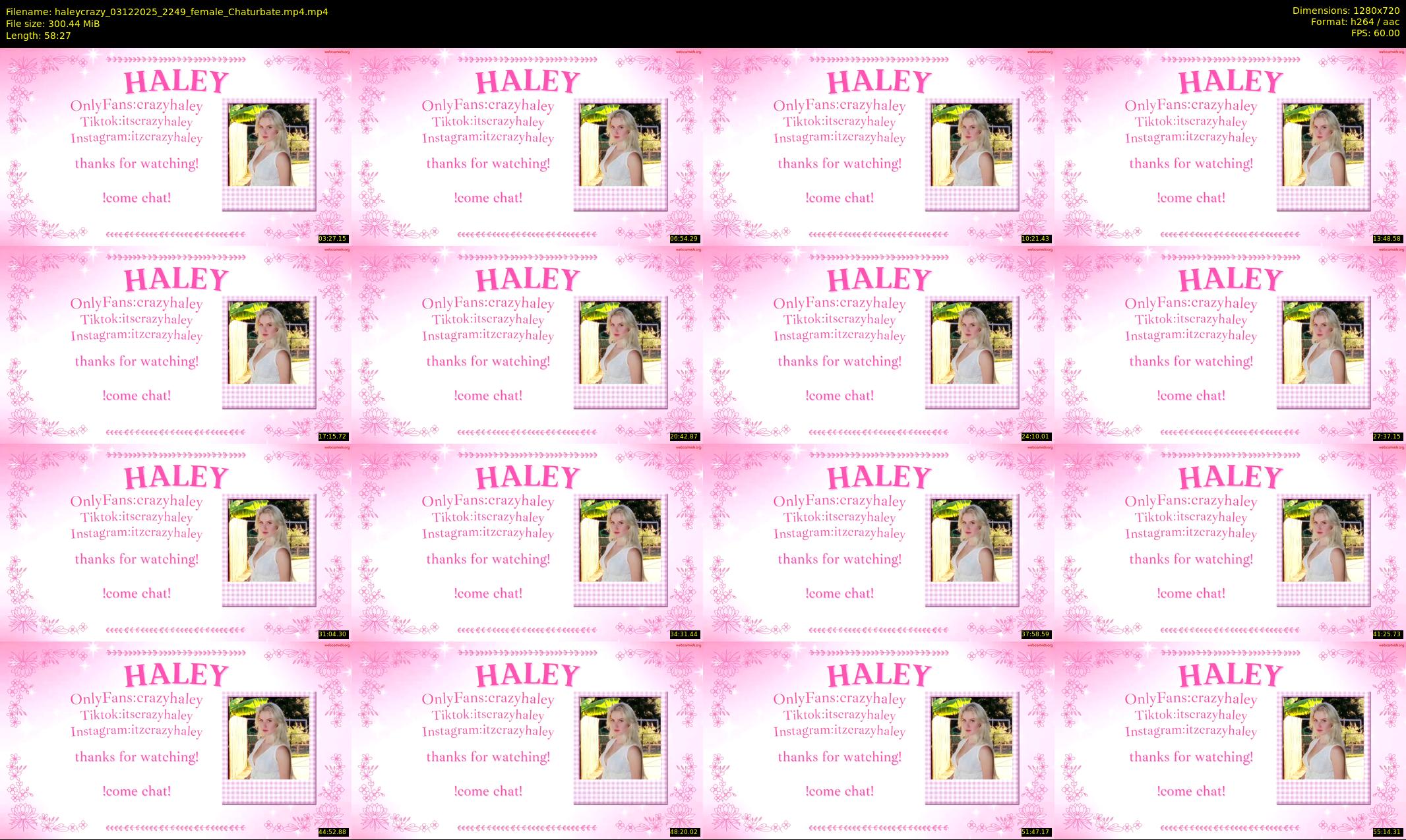 haleycrazy — 59 minute Chaturbate female cam show recording, 720p, Dec 3, 2025
