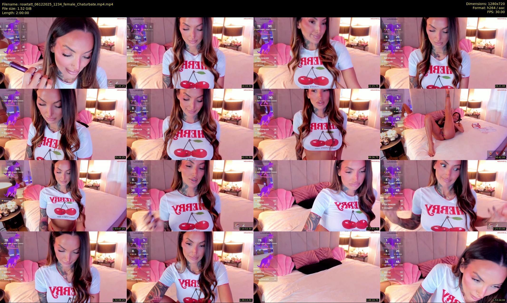 rosetatt — 120 minute Chaturbate female cam show recording, 720p, Dec 6, 2025