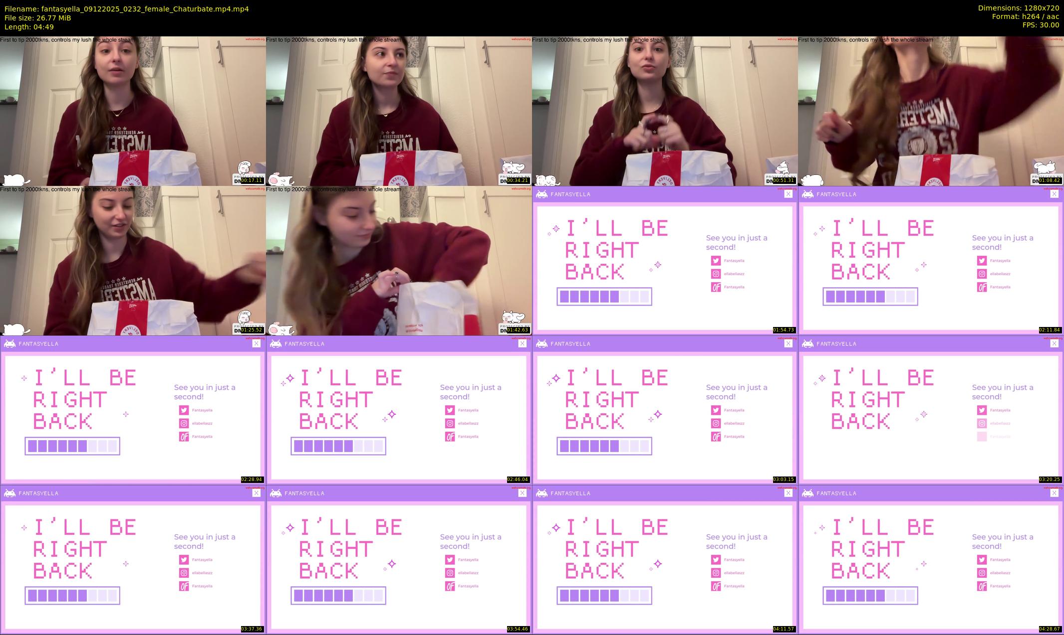fantasyella — 5 minute Chaturbate female cam show recording, 720p, Dec 9, 2025