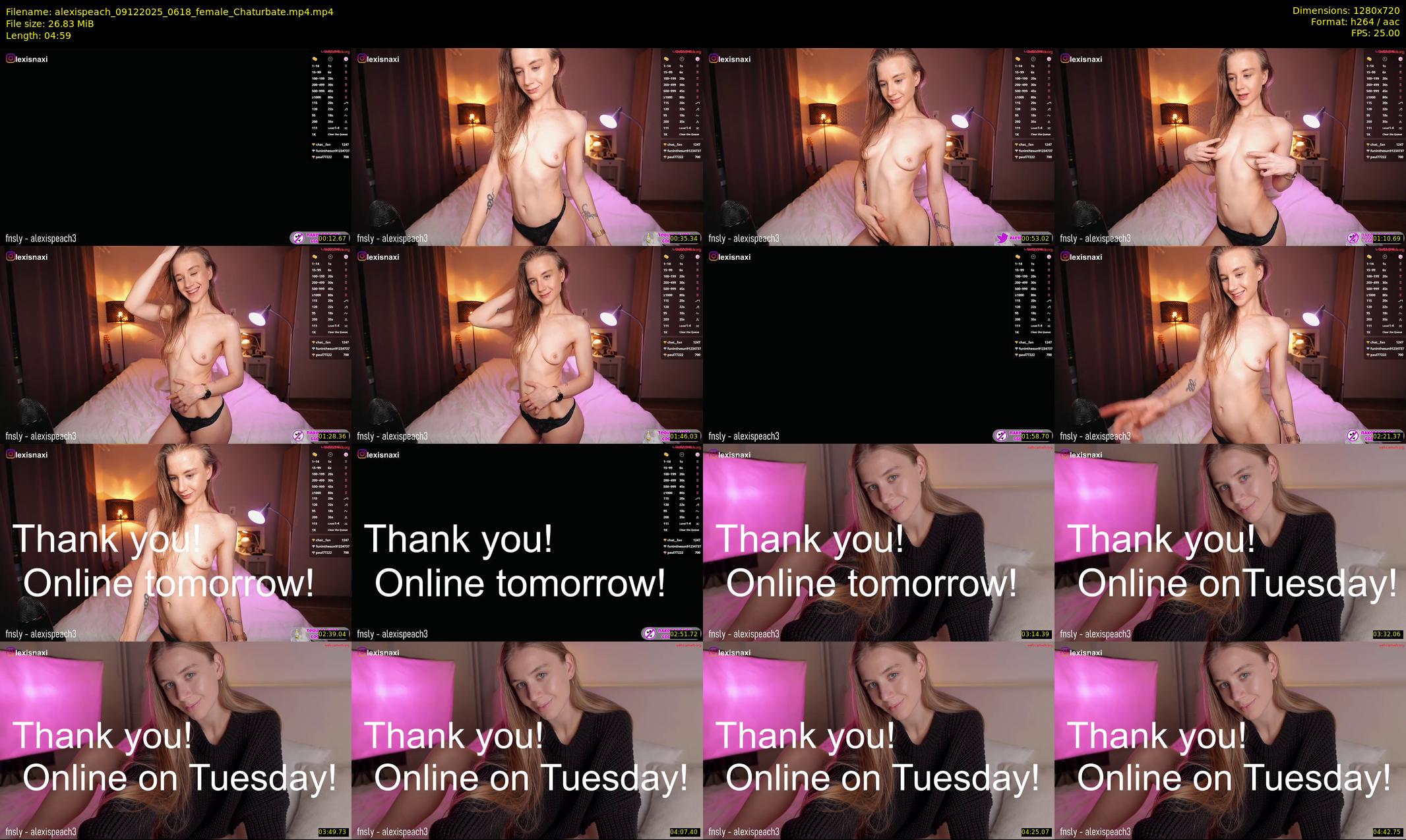 alexispeach — 5 minute Chaturbate female cam show recording, 720p, Dec 9, 2025