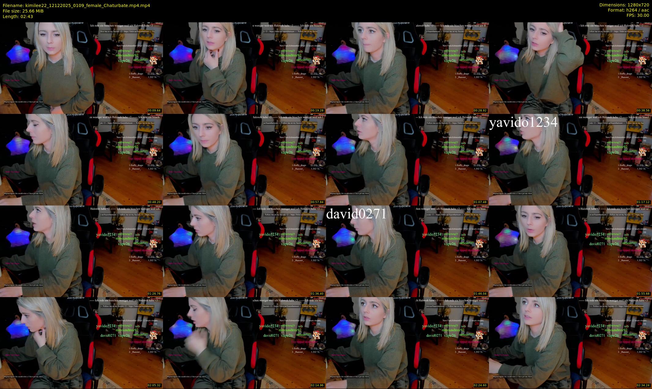 kimilee22 — 3 minute Chaturbate female cam show recording, 720p, Dec 12, 2025