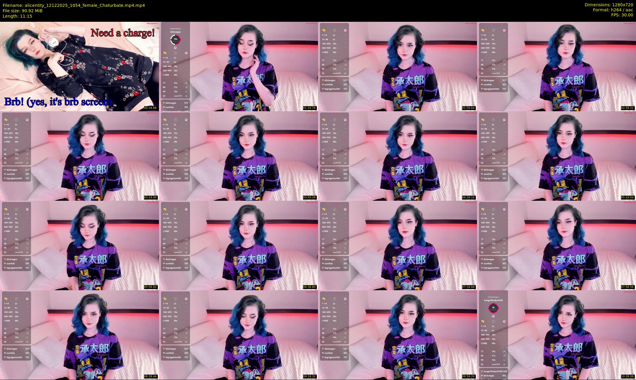 alicentity — 12 minute Chaturbate female cam show recording, 720p, Dec 12, 2025