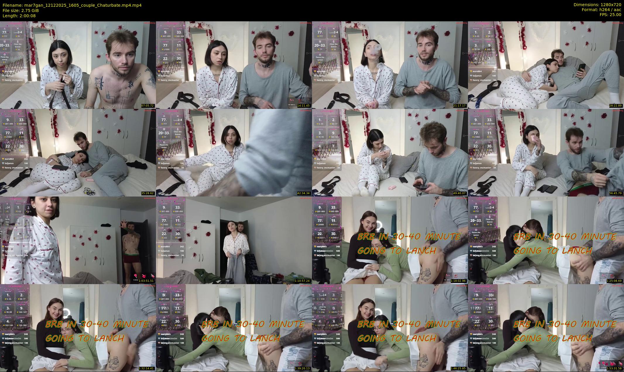 mar7gan — 121 minute Chaturbate couple cam show recording, 720p, Dec 12, 2025