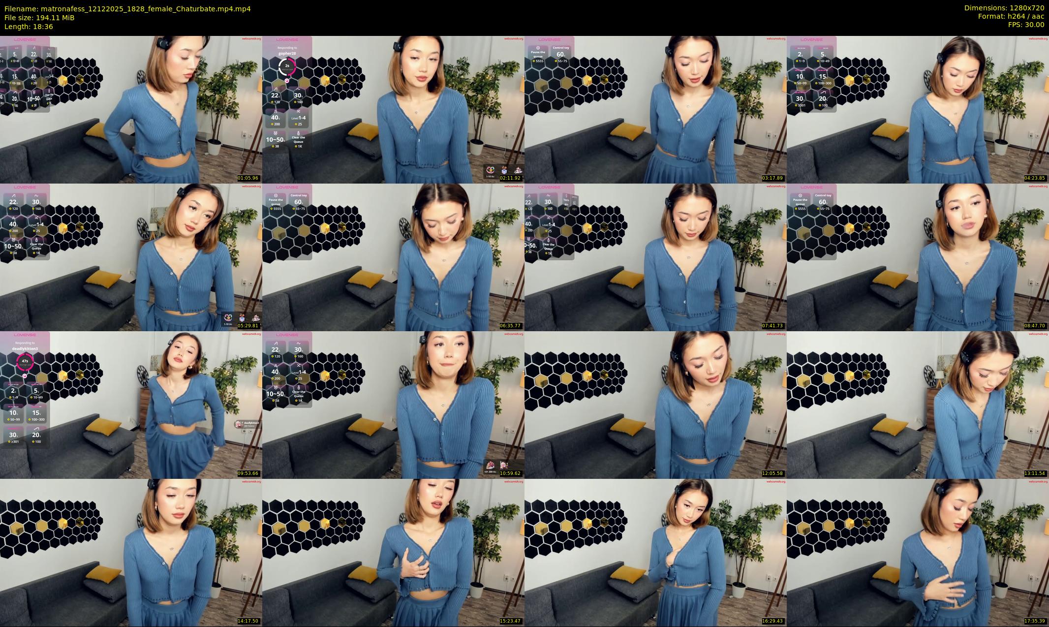 matronafess — 19 minute Chaturbate female cam show recording, 720p, Dec 12, 2025