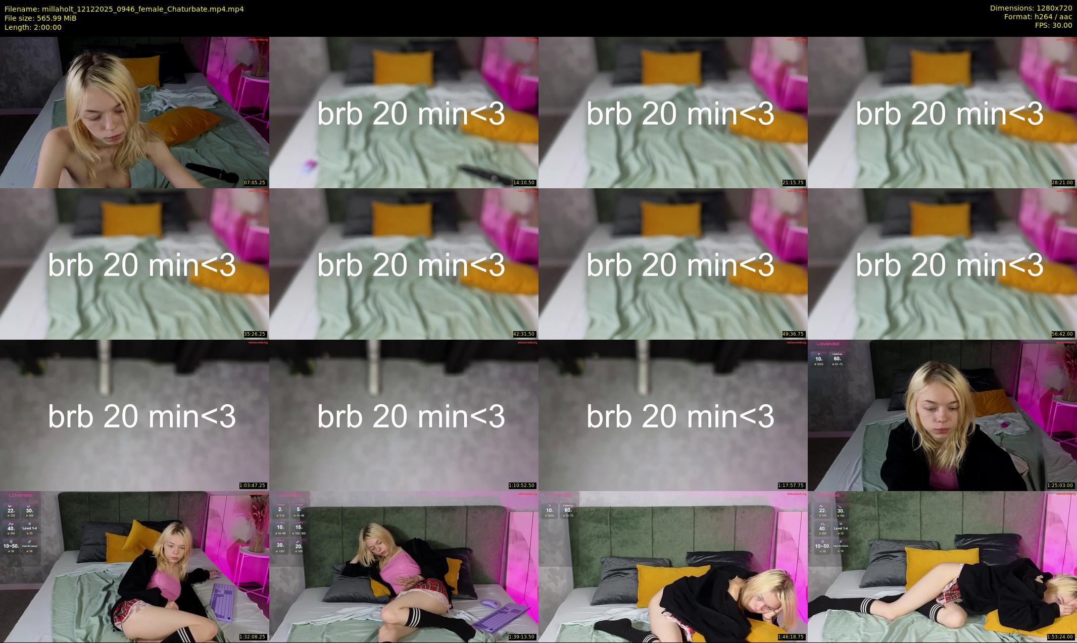 millaholt — 120 minute Chaturbate female cam show recording, 720p, Dec 12, 2025