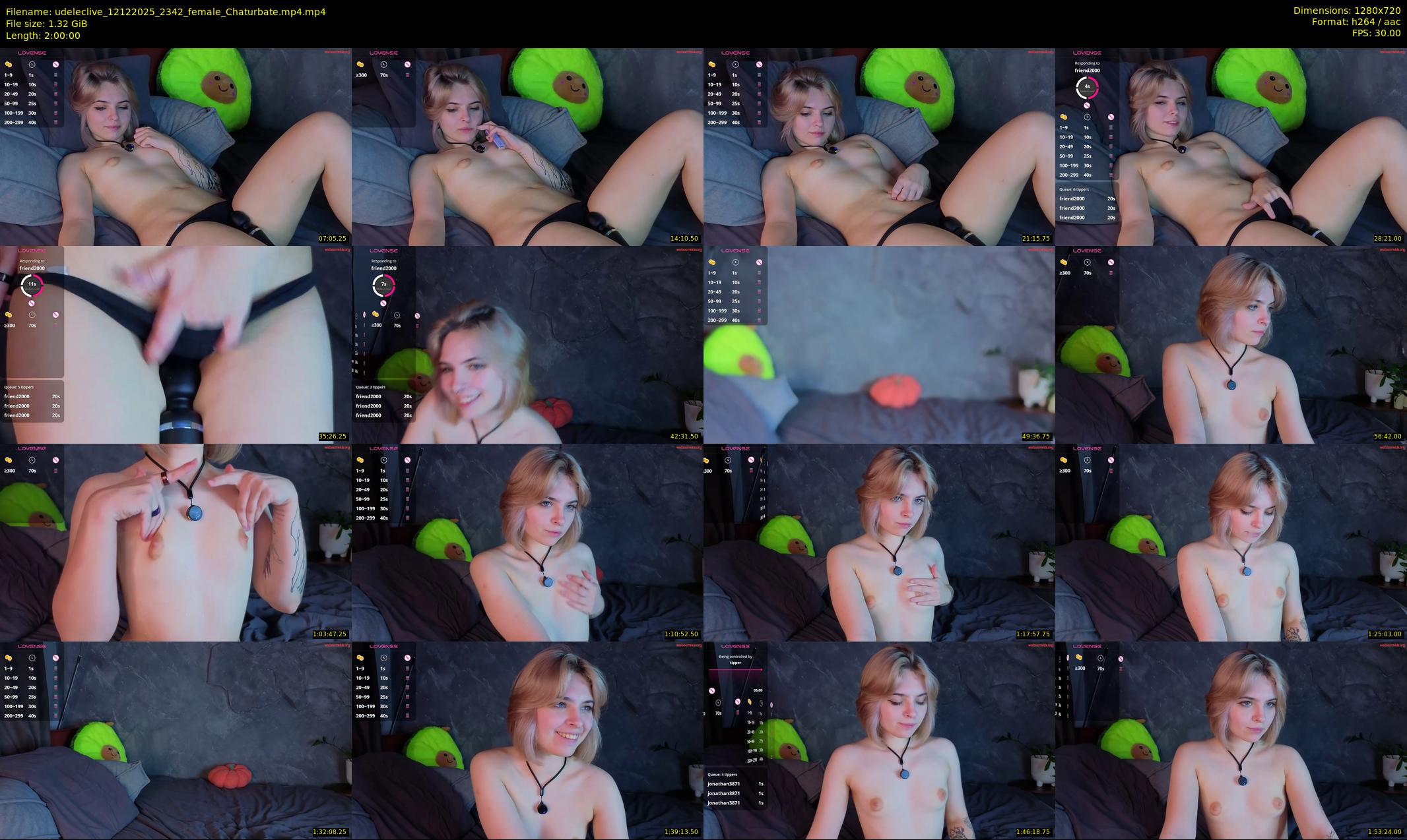 udeleclive — 120 minute Chaturbate female cam show recording, 720p, Dec 12, 2025