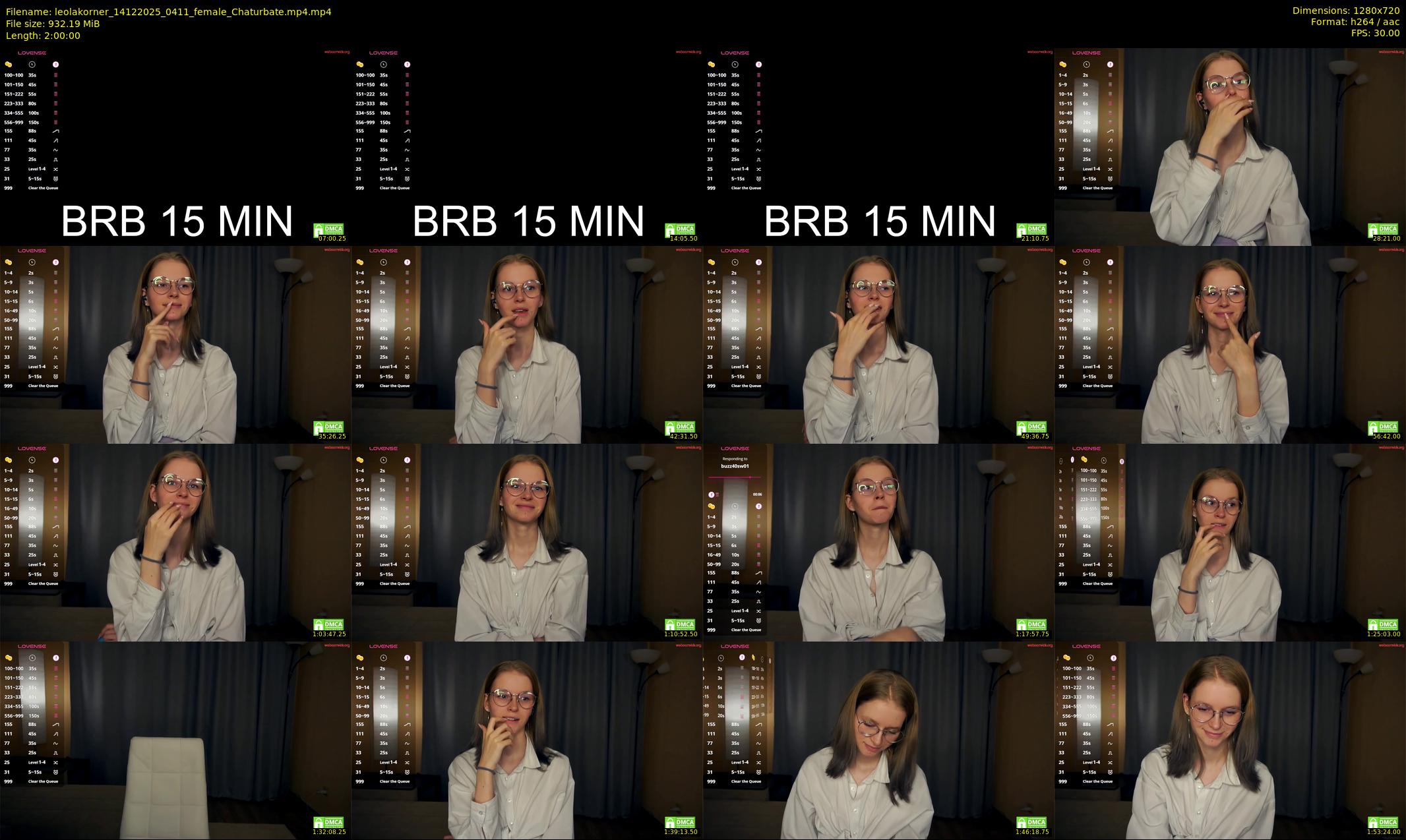 leolakorner — 120 minute Chaturbate female cam show recording, 720p, Dec 14, 2025