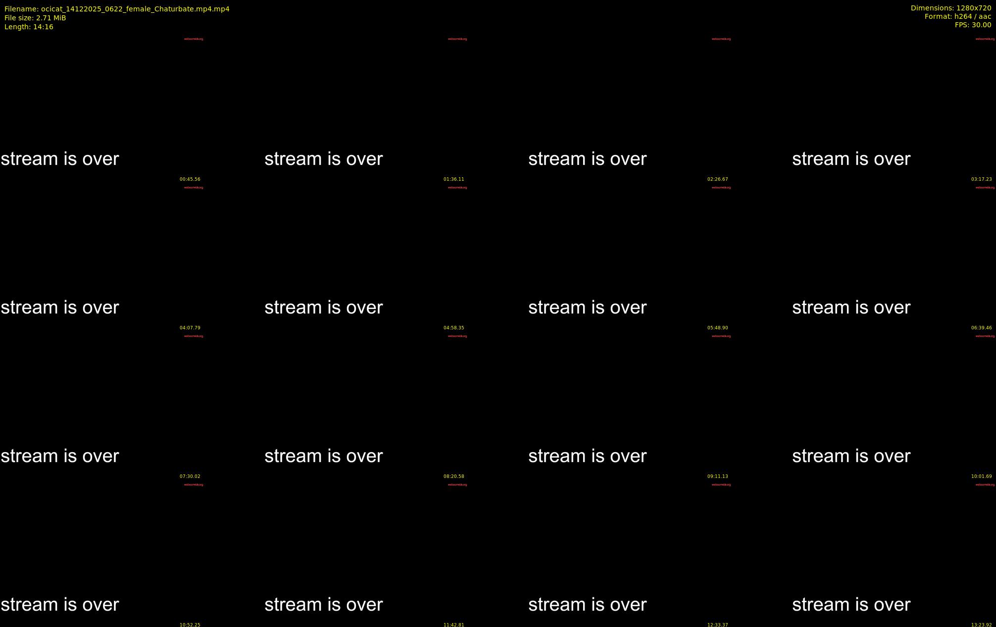 ocicat — 15 minute Chaturbate female cam show recording, 720p, Dec 14, 2025