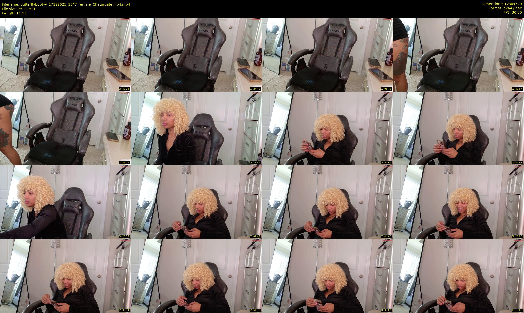butterflybootyy — 12 minute Chaturbate female cam show recording, 720p, Dec 17, 2025