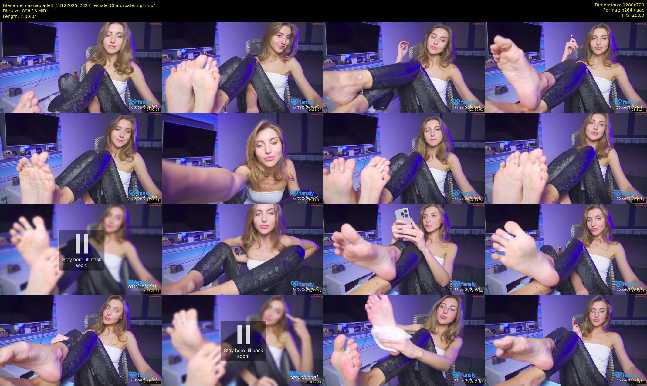 cassiablade1 — 121 minute Chaturbate female cam show recording, 720p, Dec 18, 2025