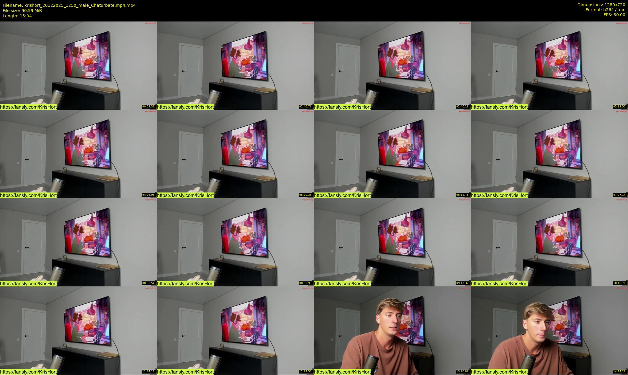 krishort — 16 minute Chaturbate male cam show recording, 720p, Dec 20, 2025