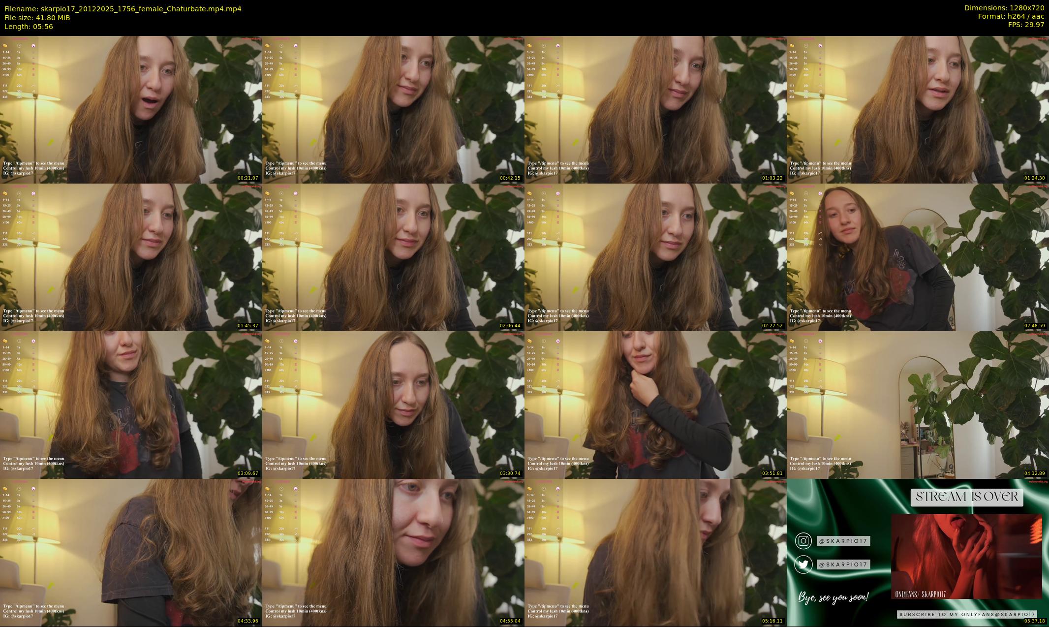 skarpio17 — 6 minute Chaturbate female cam show recording, 720p, Dec 20, 2025