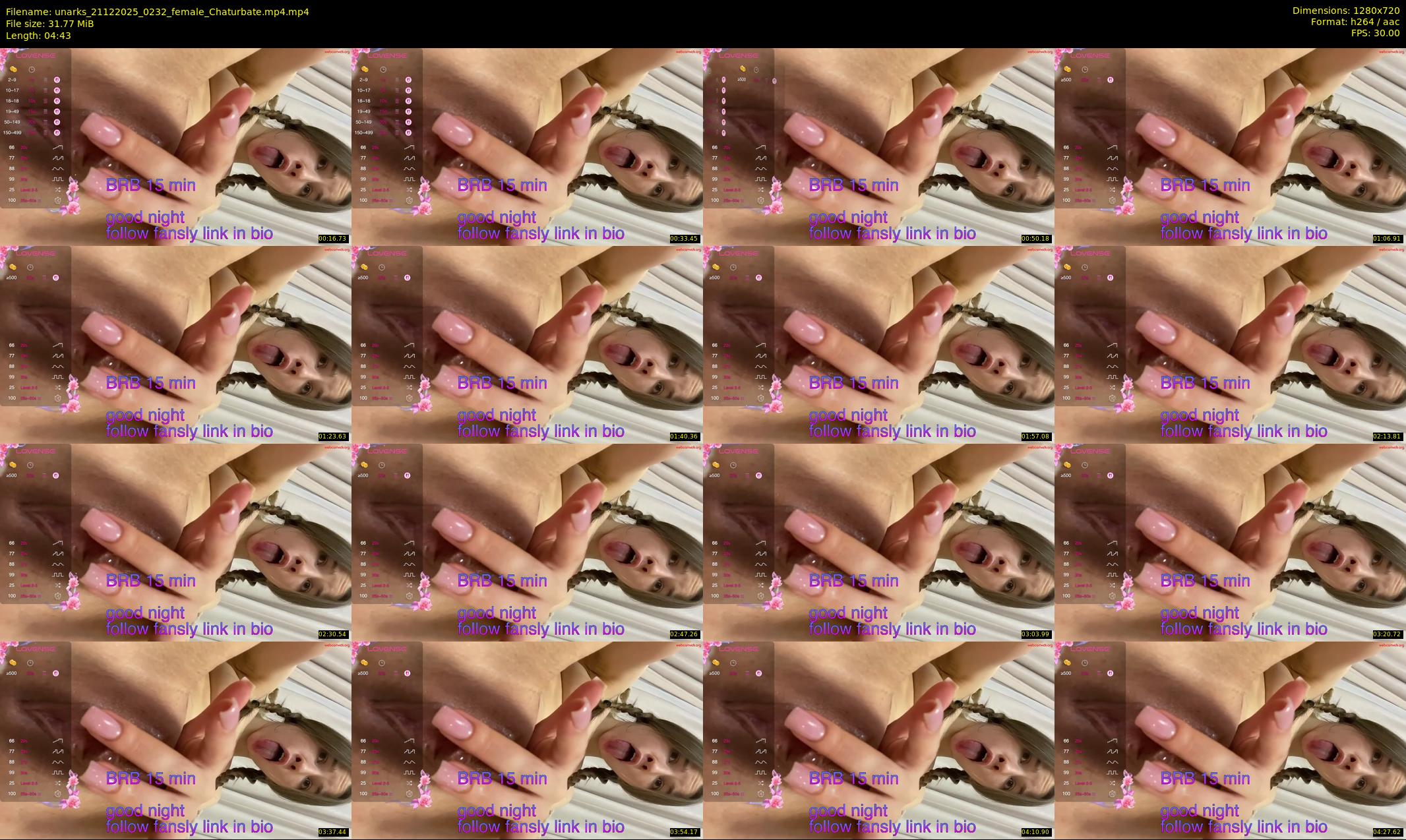 unarks — 5 minute Chaturbate female cam show recording, 720p, Dec 21, 2025