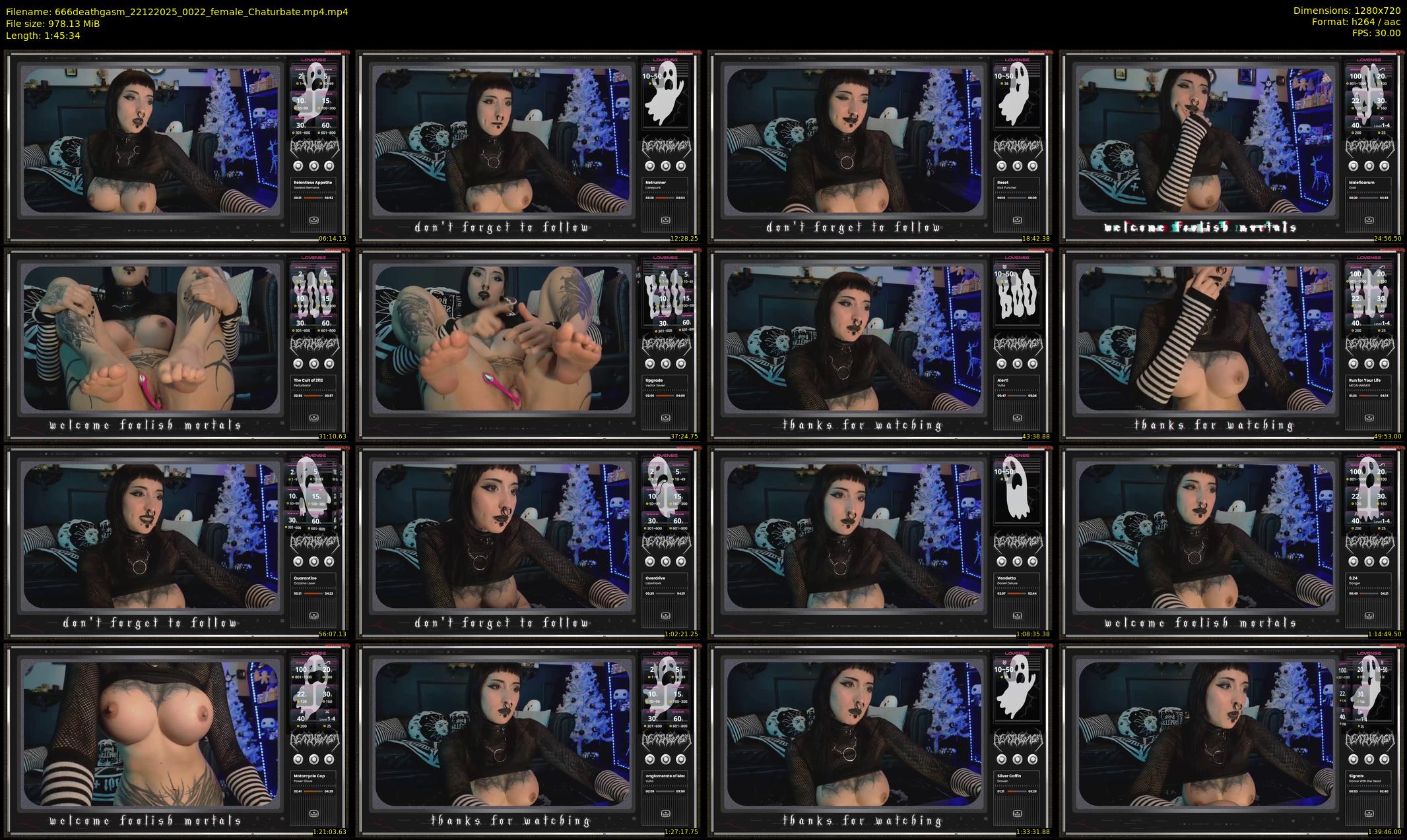 666deathgasm — 106 minute Chaturbate female cam show recording, 720p, Dec 22, 2025