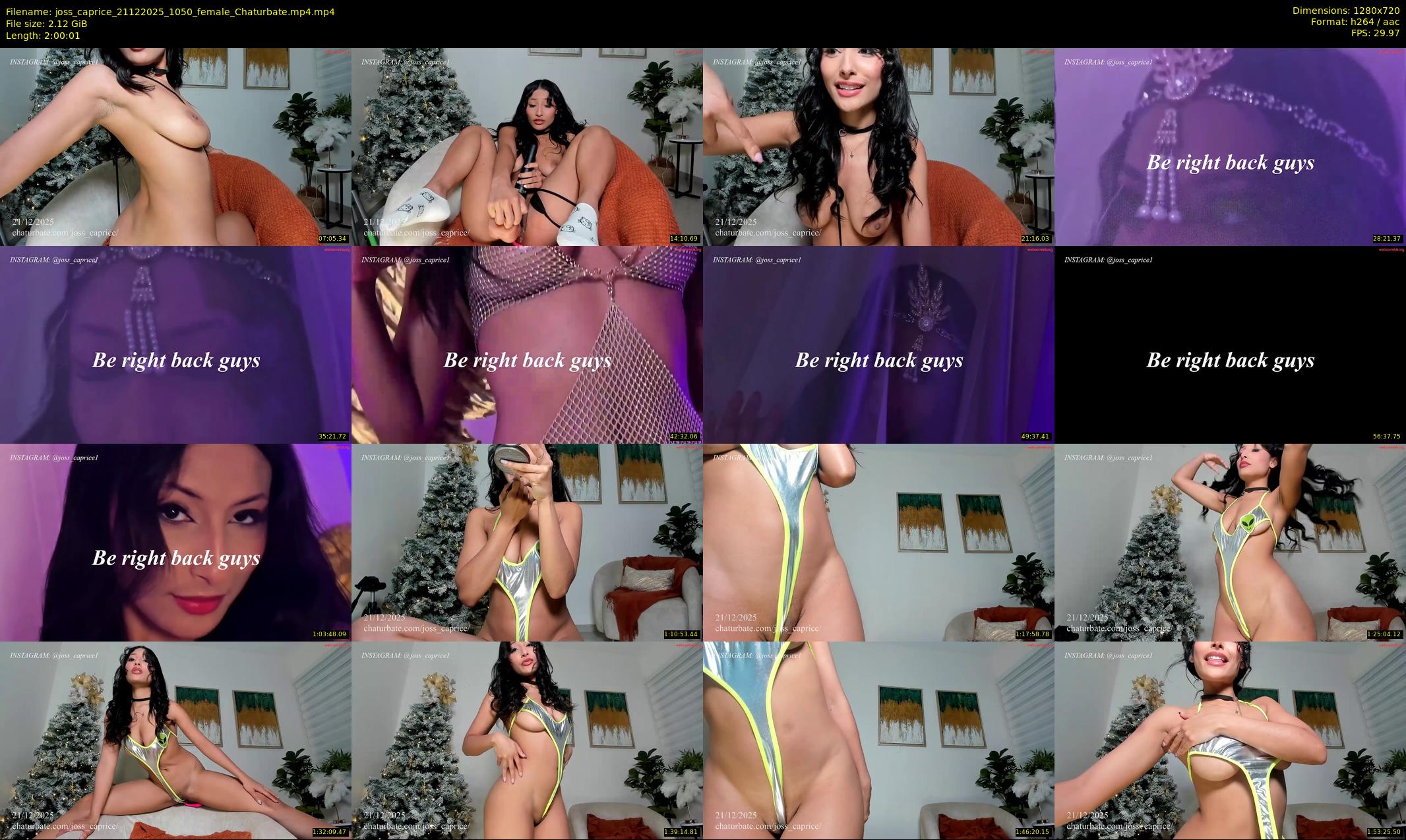 joss_caprice — 121 minute Chaturbate female cam show recording, 720p, Dec 21, 2025