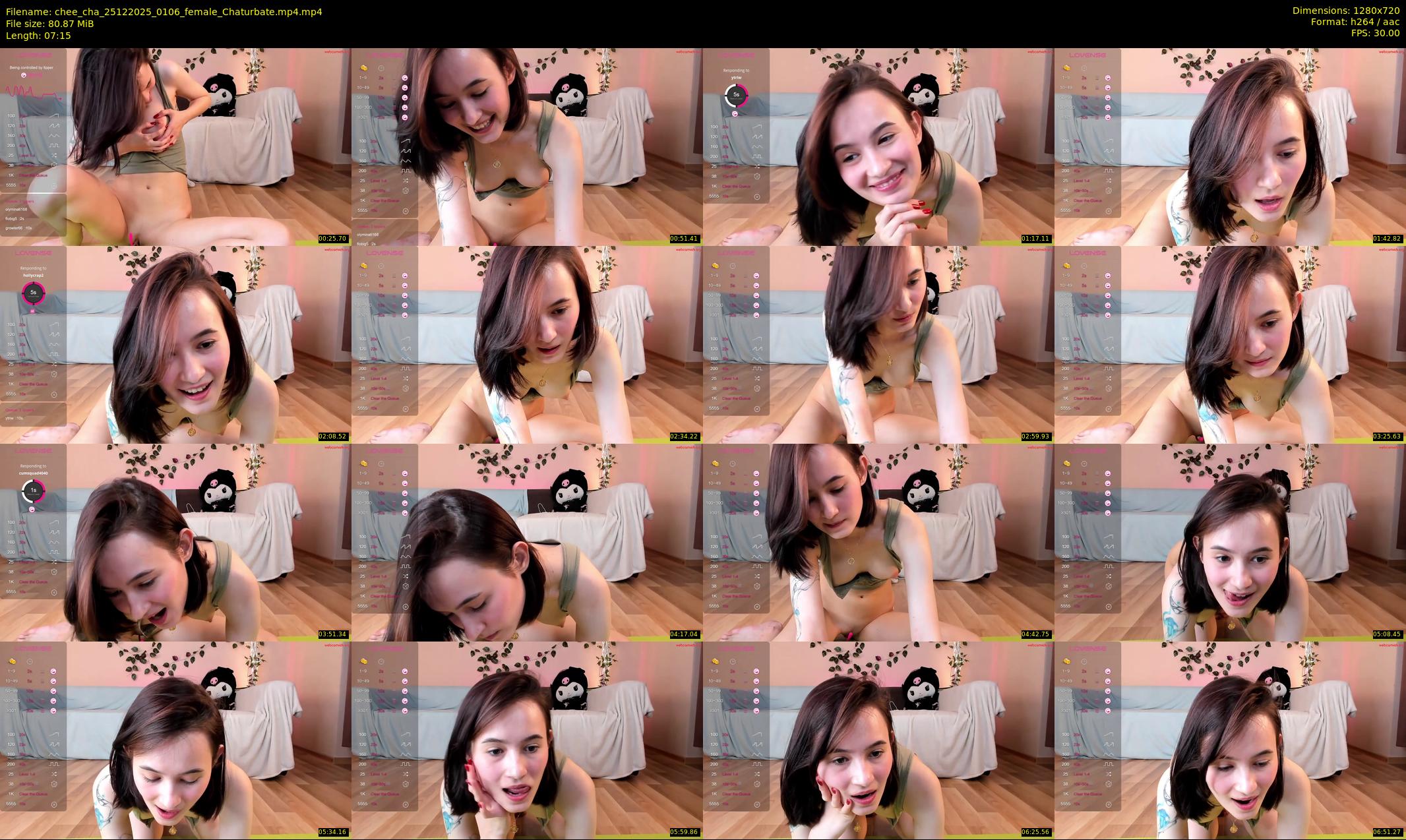chee_cha — 8 minute Chaturbate female cam show recording, 720p, Dec 25, 2025