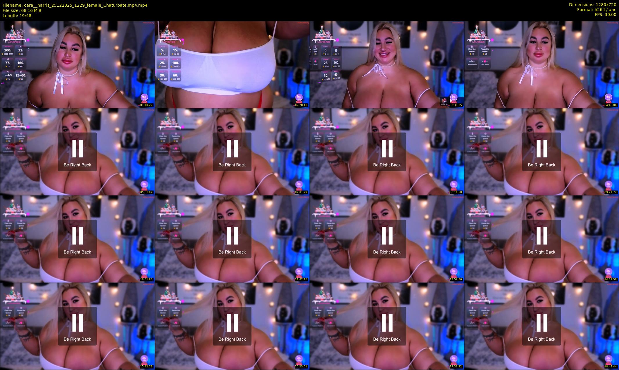 cara__harris — 20 minute Chaturbate female cam show recording, 720p, Dec 25, 2025