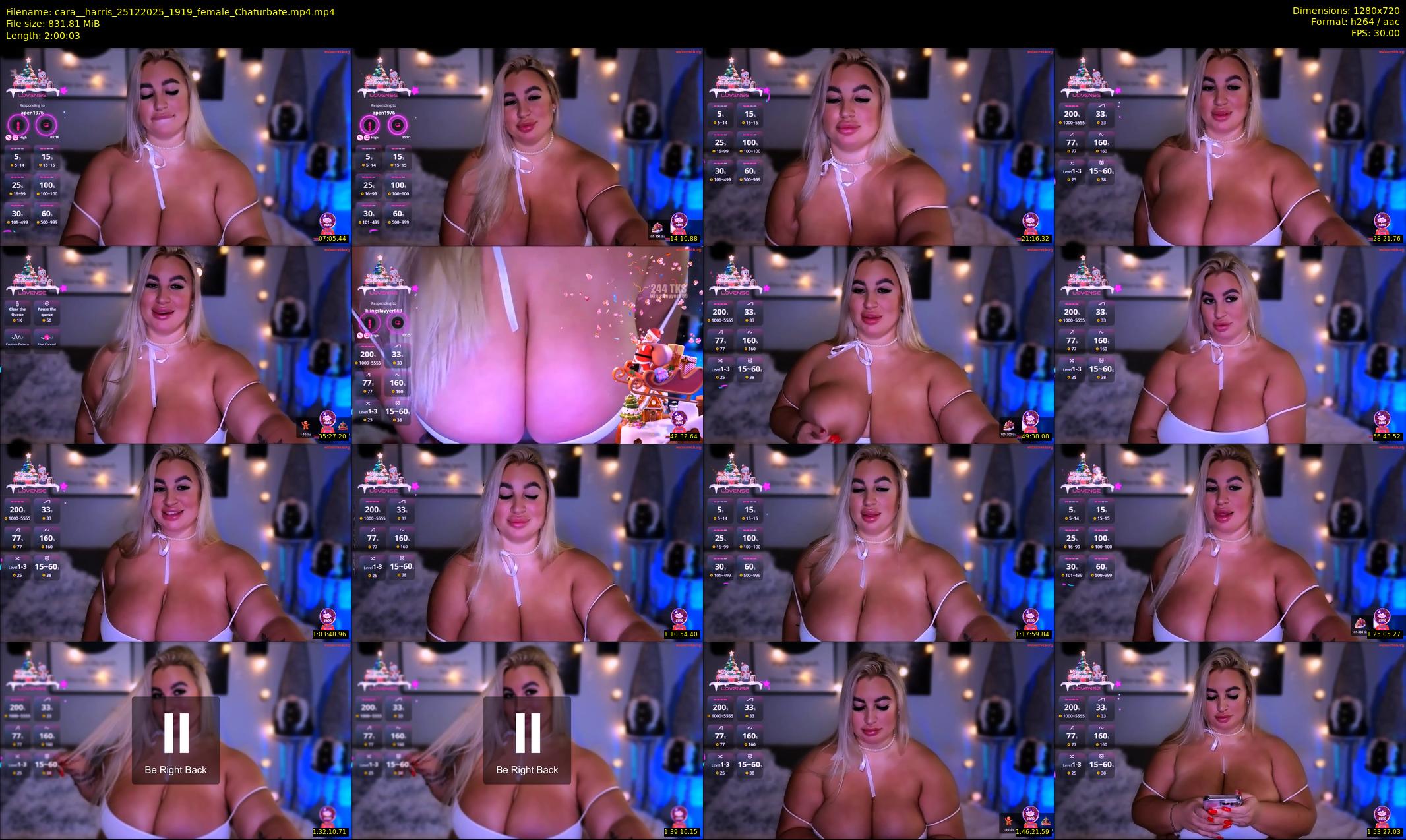 cara__harris — 121 minute Chaturbate female cam show recording, 720p, Dec 25, 2025