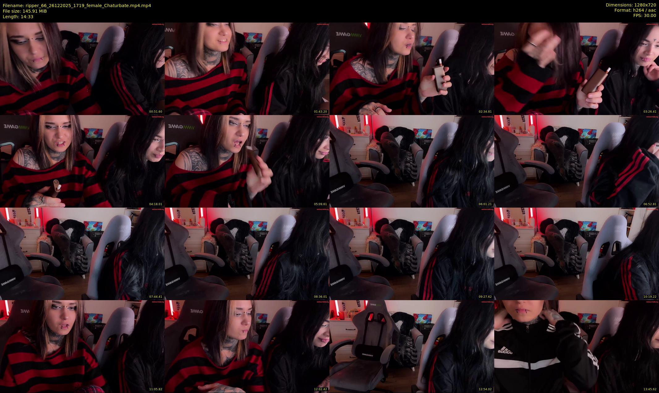 ripper_66 — 15 minute Chaturbate female cam show recording, 720p, Dec 26, 2025