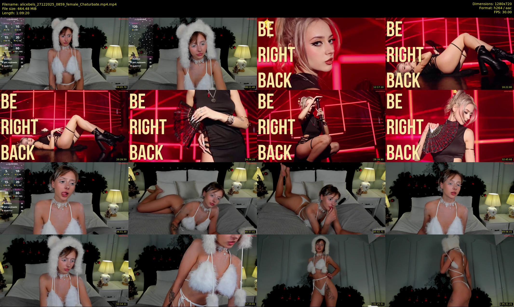 alicebels — 70 minute Chaturbate female cam show recording, 720p, Dec 27, 2025