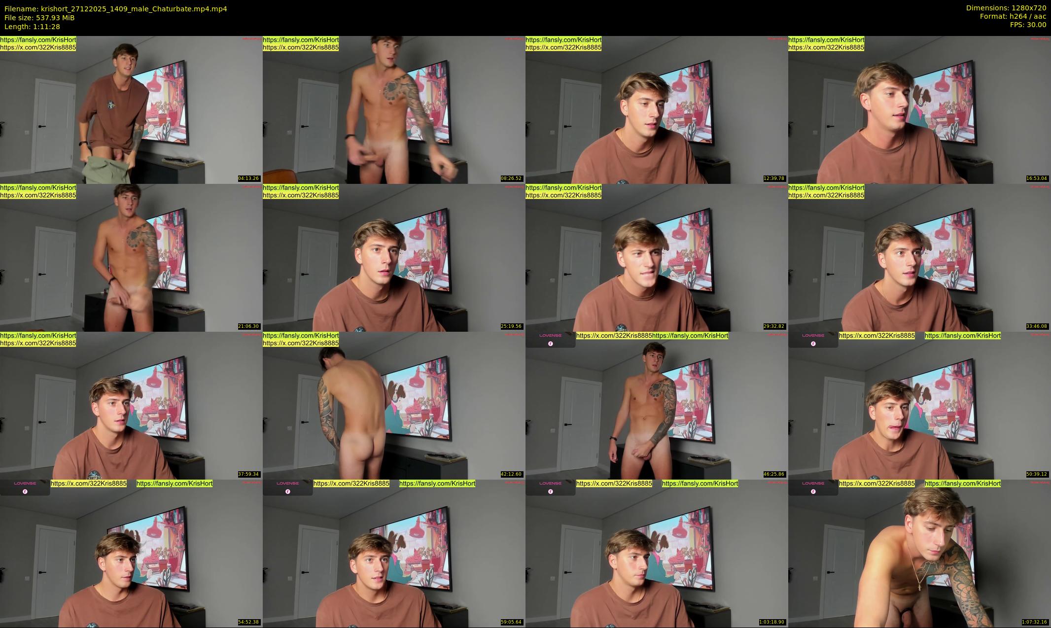 krishort — 72 minute Chaturbate male cam show recording, 720p, Dec 27, 2025