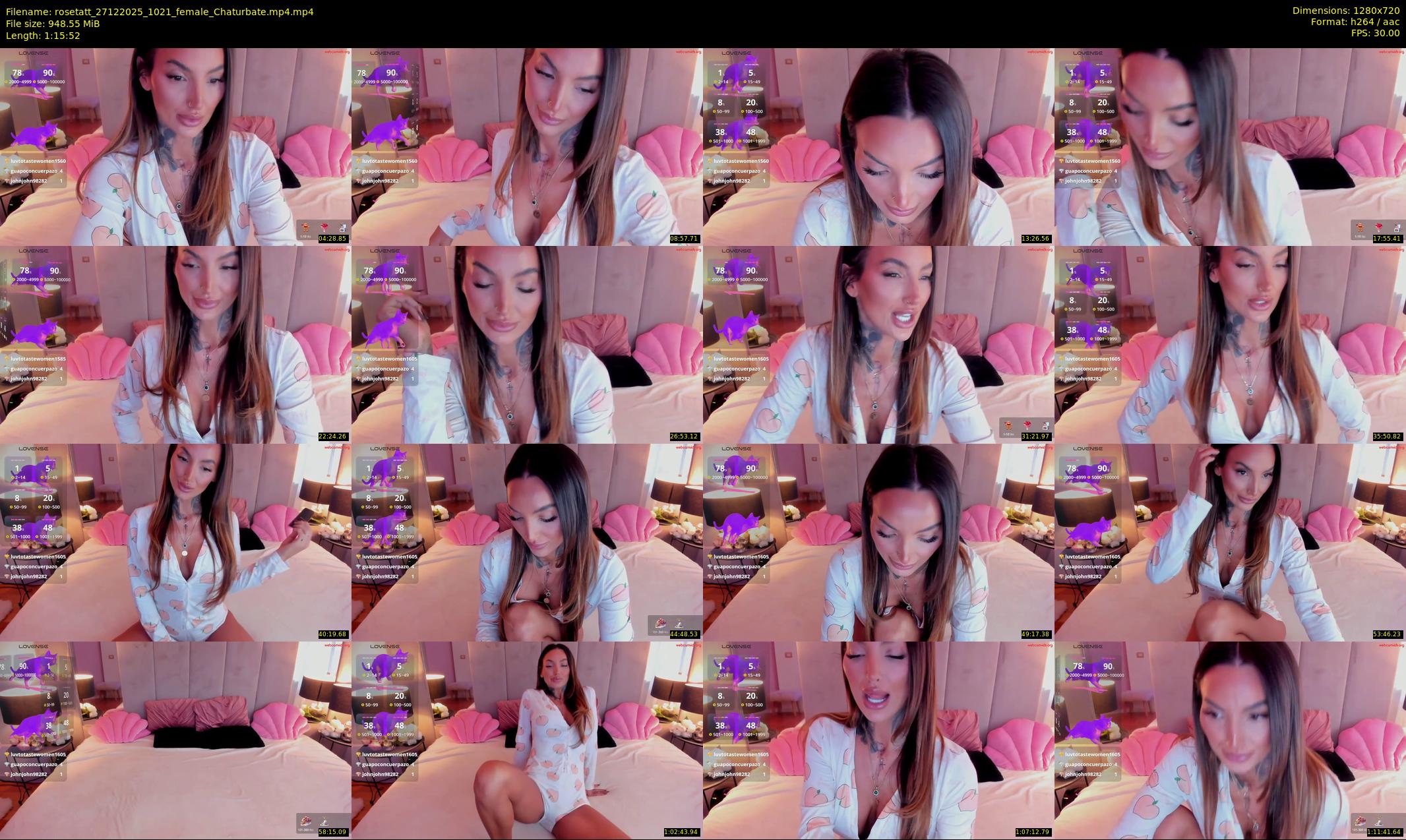 rosetatt — 76 minute Chaturbate female cam show recording, 720p, Dec 27, 2025