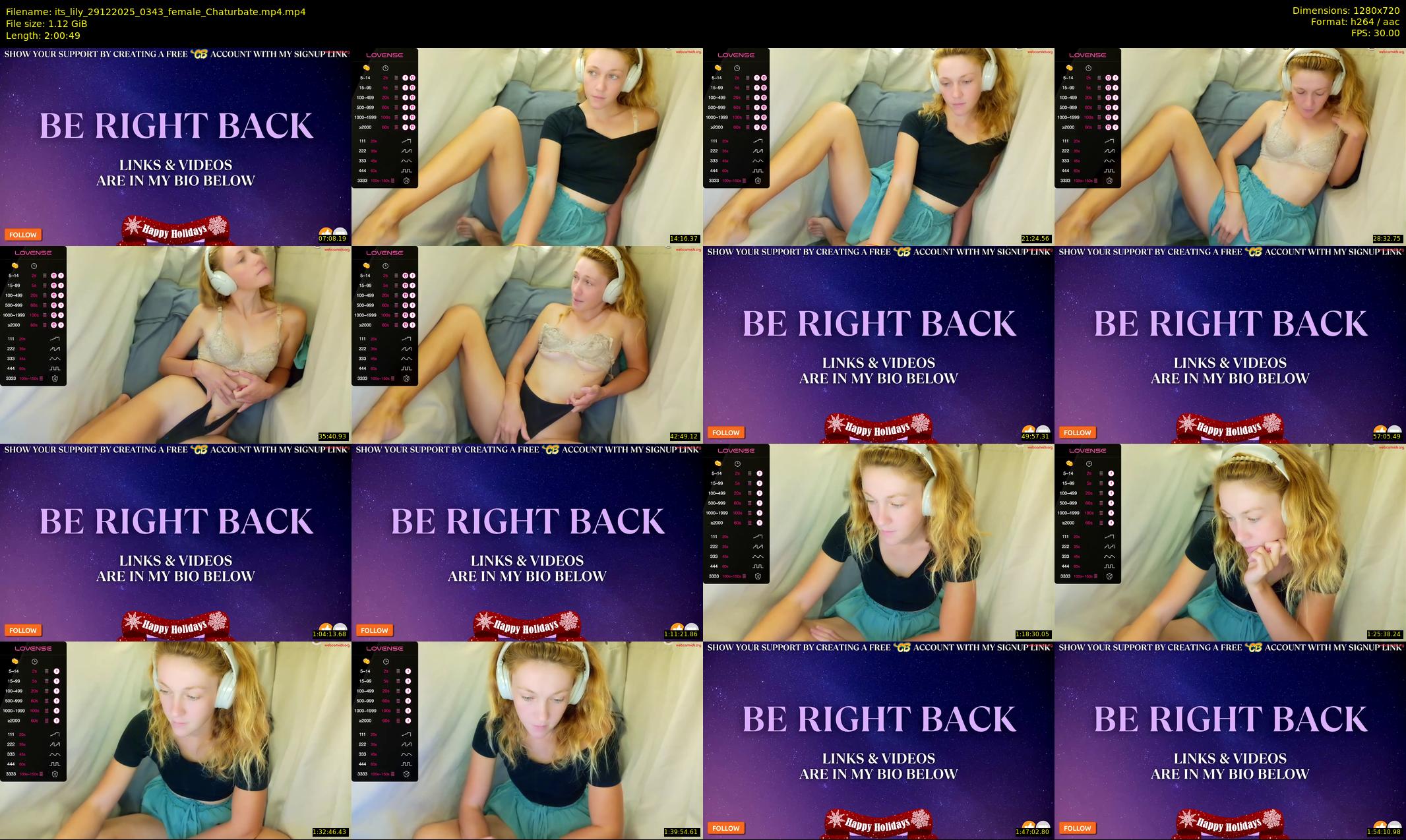 its_lily — 121 minute Chaturbate female cam show recording, 720p, Dec 29, 2025