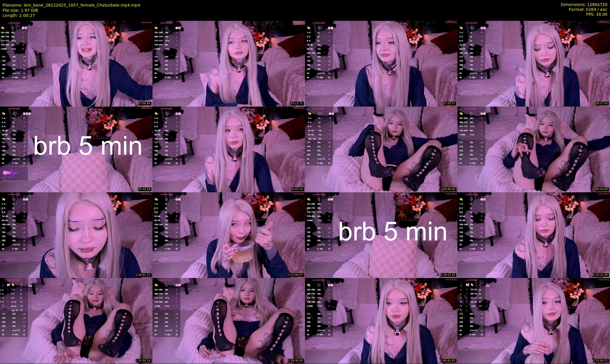 lein_bone — 121 minute Chaturbate female cam show recording, 720p, Dec 28, 2025