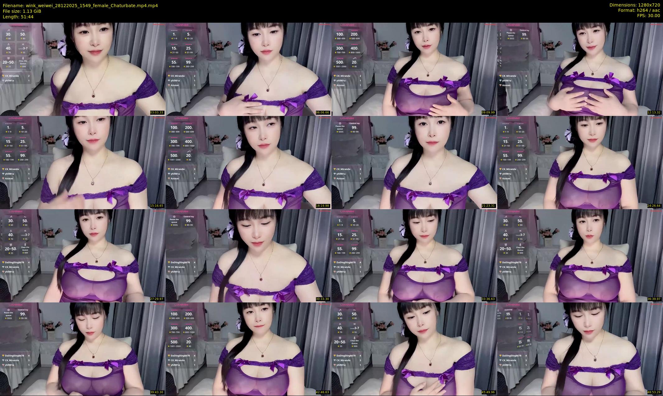 wink_weiwei — 52 minute Chaturbate female cam show recording, 720p, Dec 28, 2025