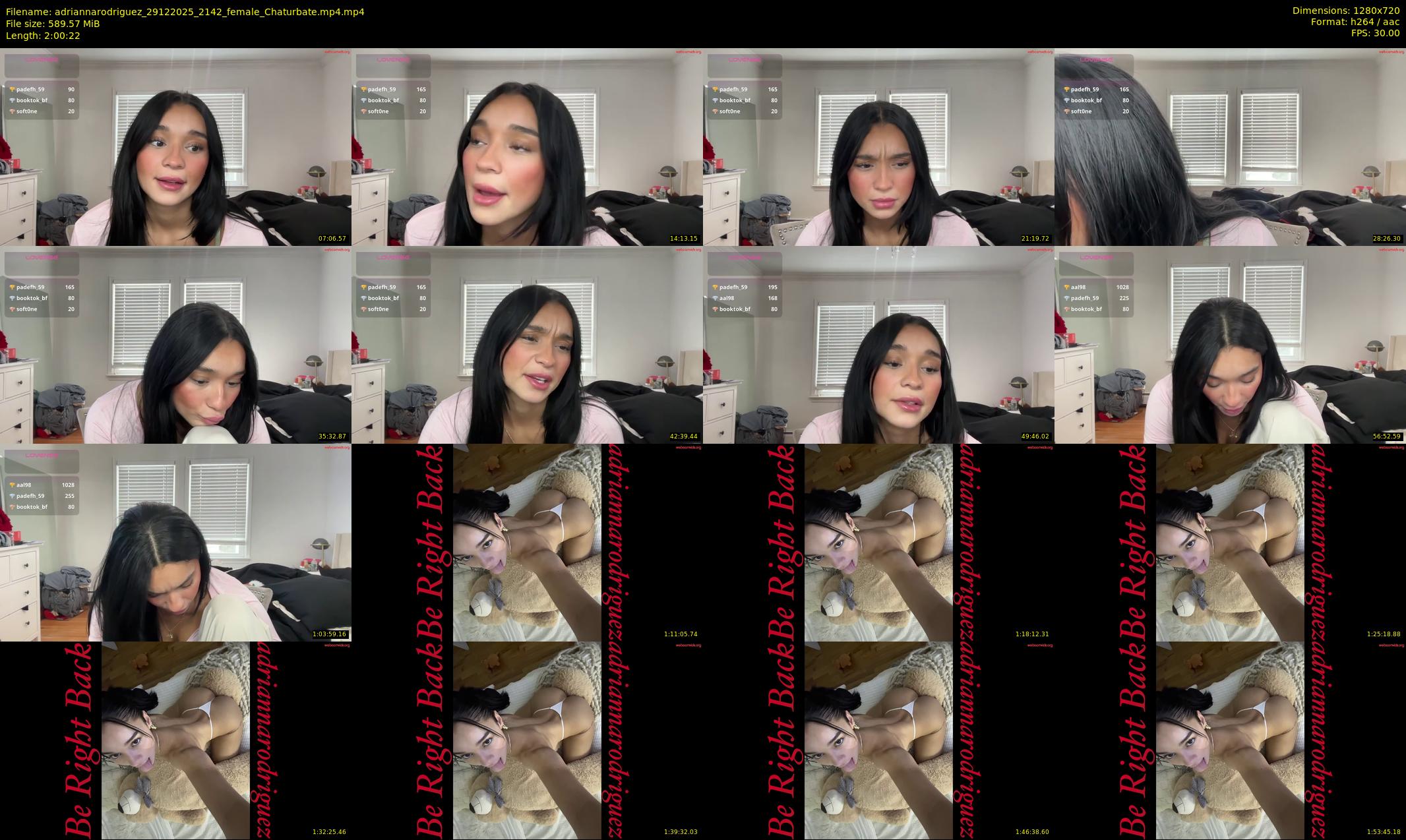adriannarodriguez — 121 minute Chaturbate female cam show recording, 720p, Dec 29, 2025
