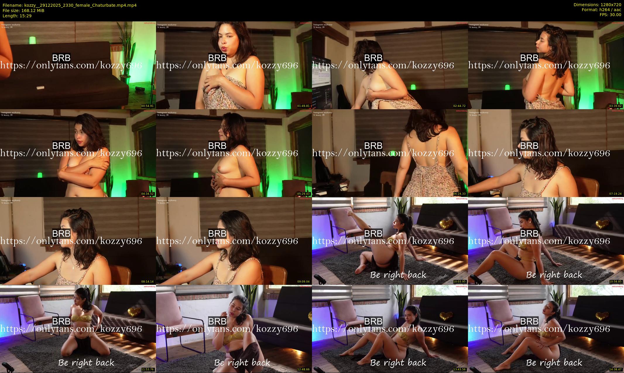 kozzy_ — 16 minute Chaturbate female cam show recording, 720p, Dec 29, 2025