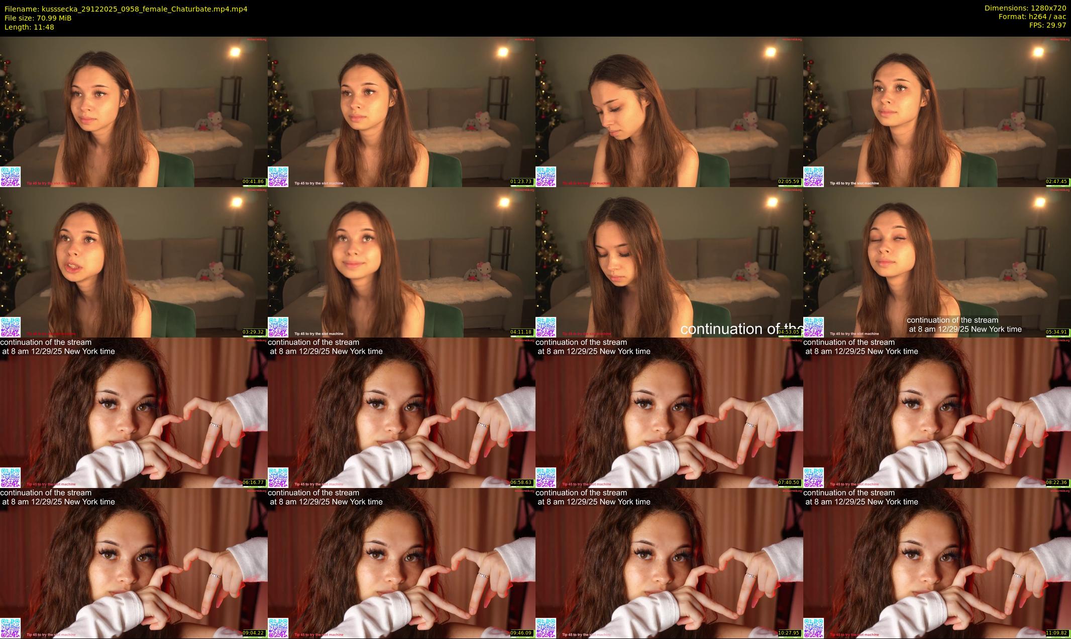 kusssecka — 12 minute Chaturbate female cam show recording, 720p, Dec 29, 2025