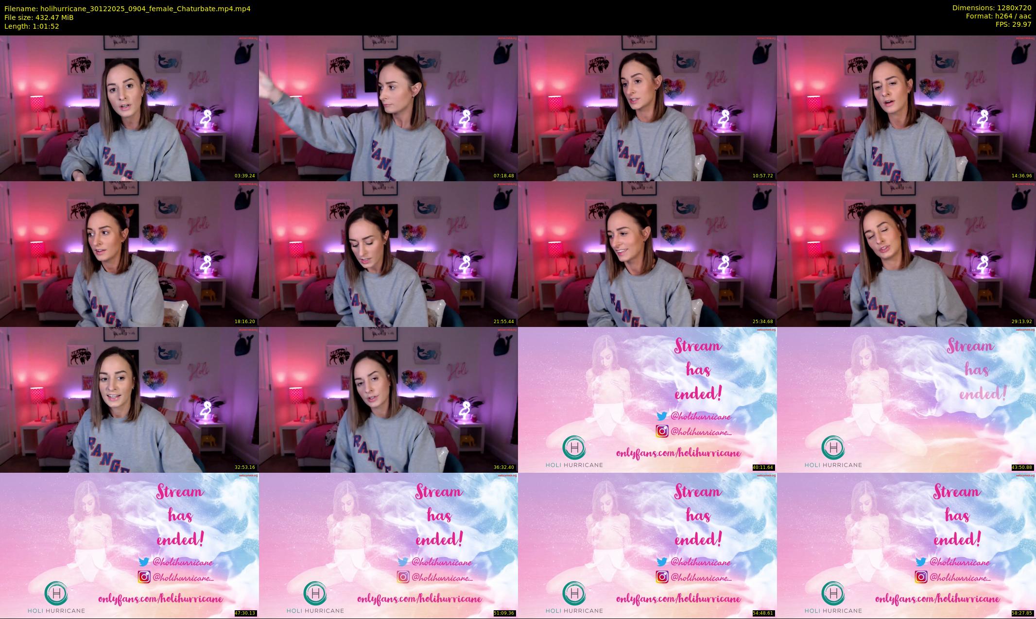 holihurricane — 62 minute Chaturbate female cam show recording, 720p, Dec 30, 2025