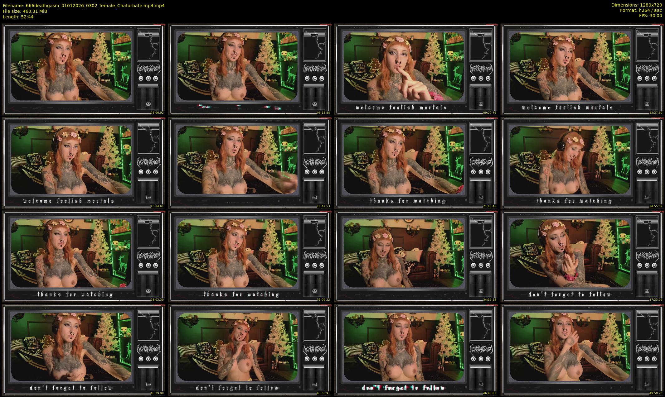666deathgasm — 53 minute Chaturbate female cam show recording, 720p, Jan 1, 2026