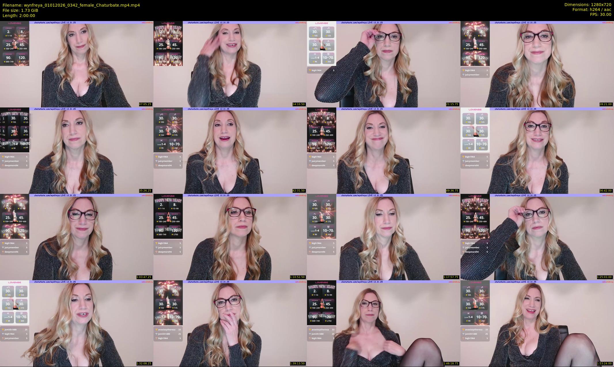wynfreya — 120 minute Chaturbate female cam show recording, 720p, Jan 1, 2026
