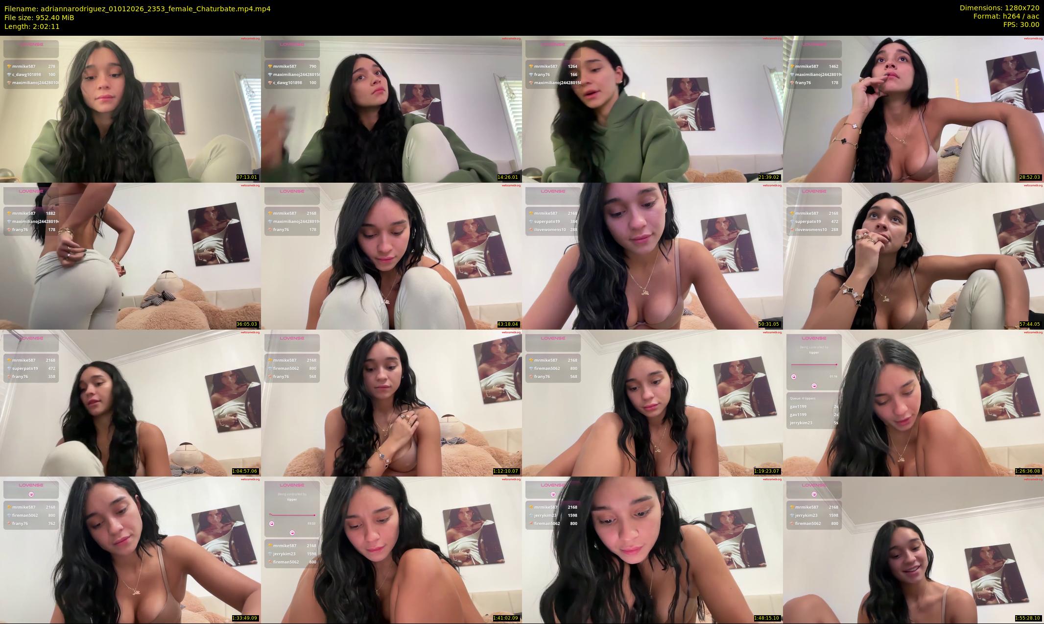 adriannarodriguez — 123 minute Chaturbate female cam show recording, 720p, Jan 1, 2026