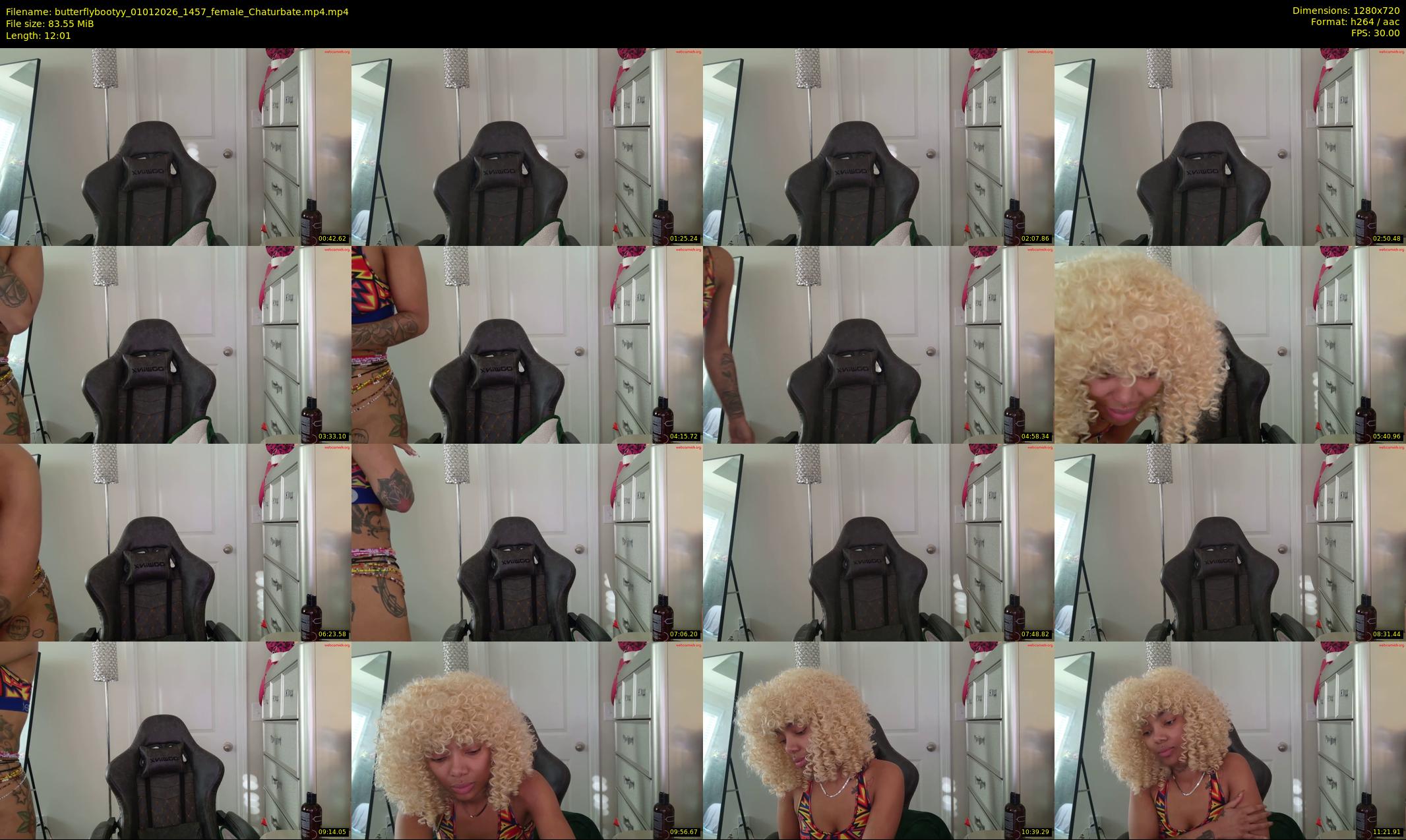 butterflybootyy — 13 minute Chaturbate female cam show recording, 720p, Jan 1, 2026