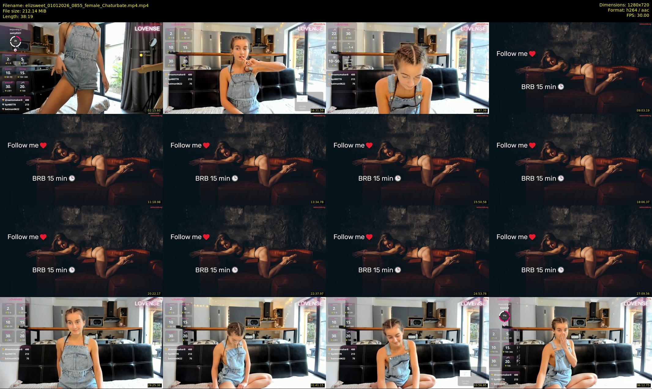 elizsweet — 39 minute Chaturbate female cam show recording, 720p, Jan 1, 2026