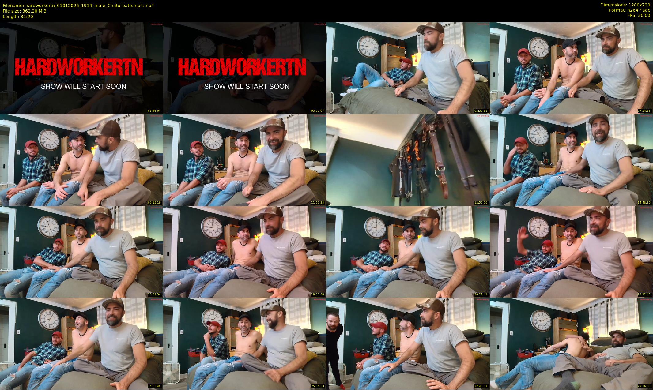 hardworkertn — 32 minute Chaturbate male cam show recording, 720p, Jan 1, 2026
