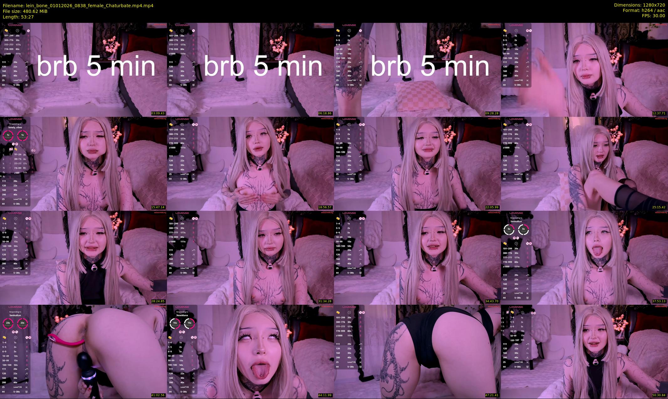 lein_bone — 54 minute Chaturbate female cam show recording, 720p, Jan 1, 2026
