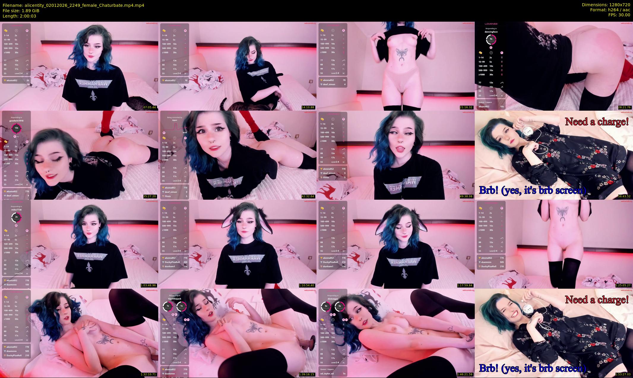 alicentity — 121 minute Chaturbate female cam show recording, 720p, Jan 2, 2026