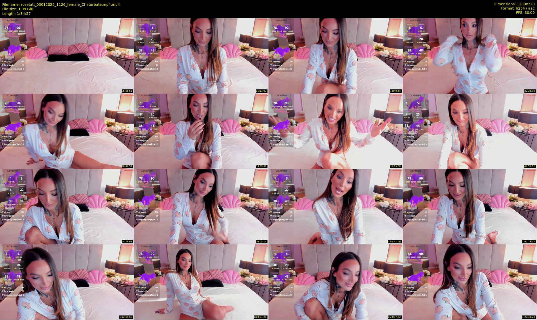 rosetatt — 95 minute Chaturbate female cam show recording, 720p, Jan 3, 2026