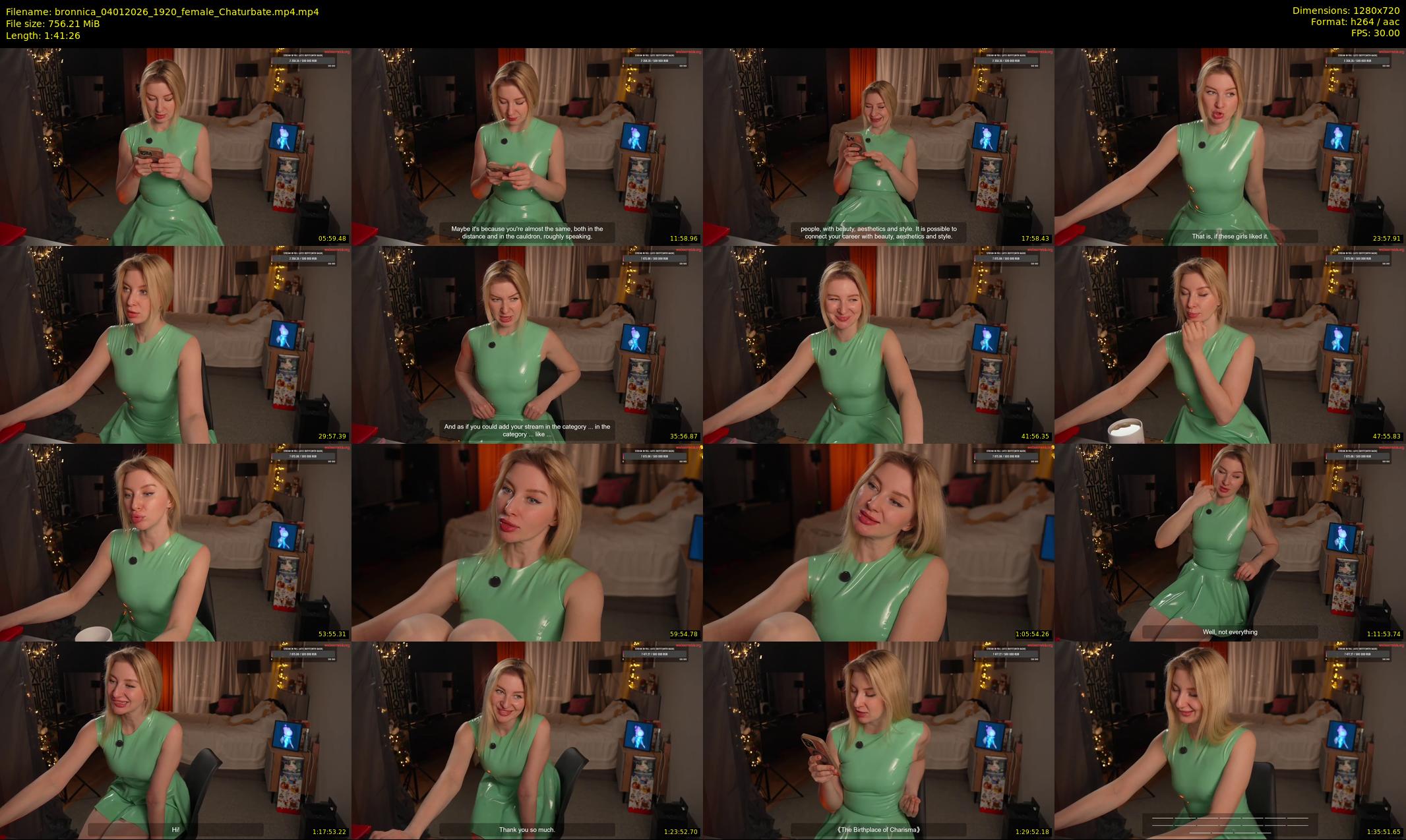 bronnica — 102 minute Chaturbate female cam show recording, 720p, Jan 4, 2026
