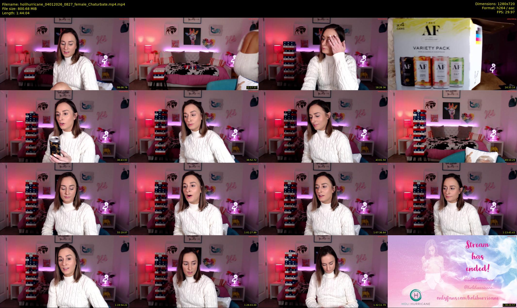 holihurricane — 105 minute Chaturbate female cam show recording, 720p, Jan 4, 2026