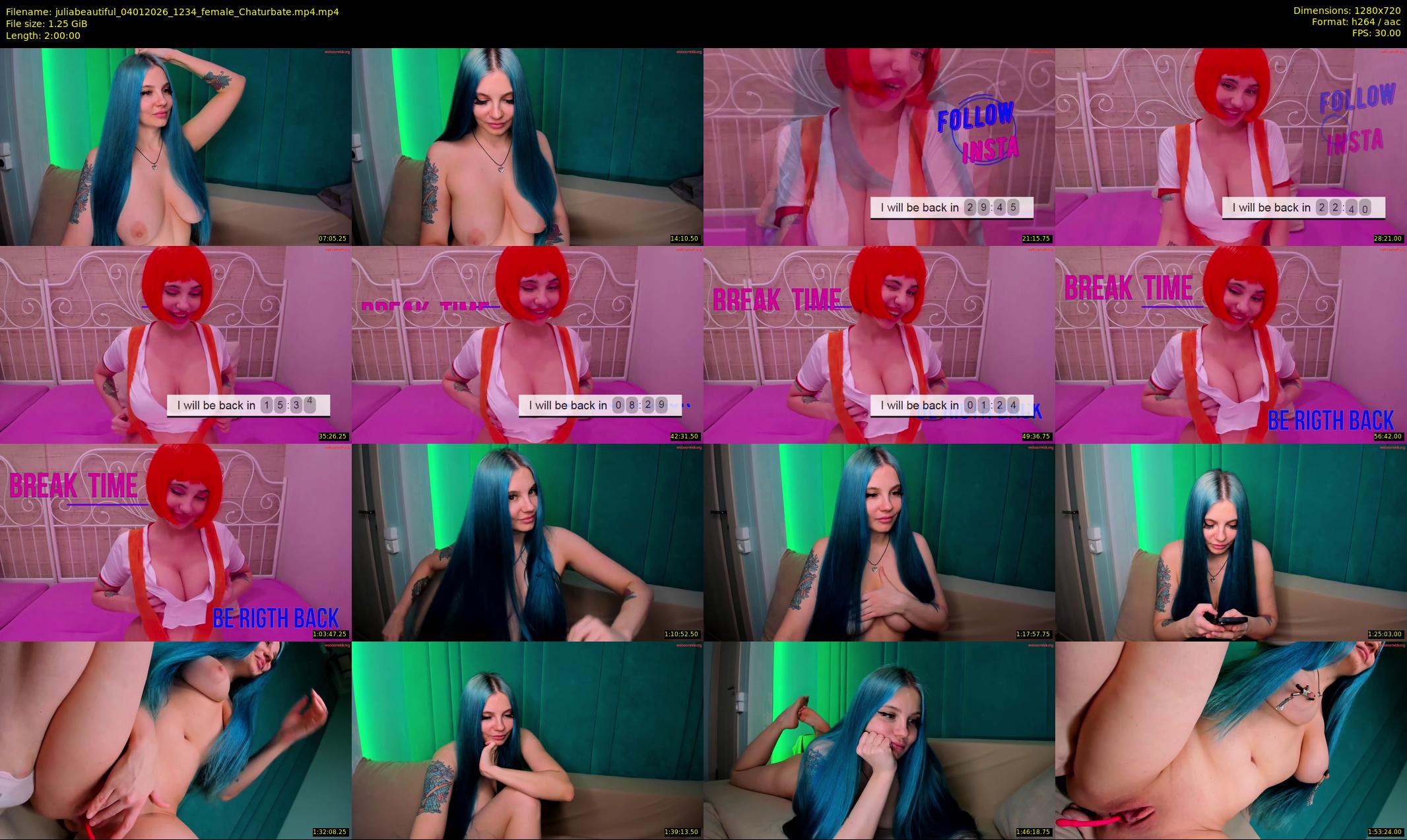 juliabeautiful — 120 minute Chaturbate female cam show recording, 720p, Jan 4, 2026