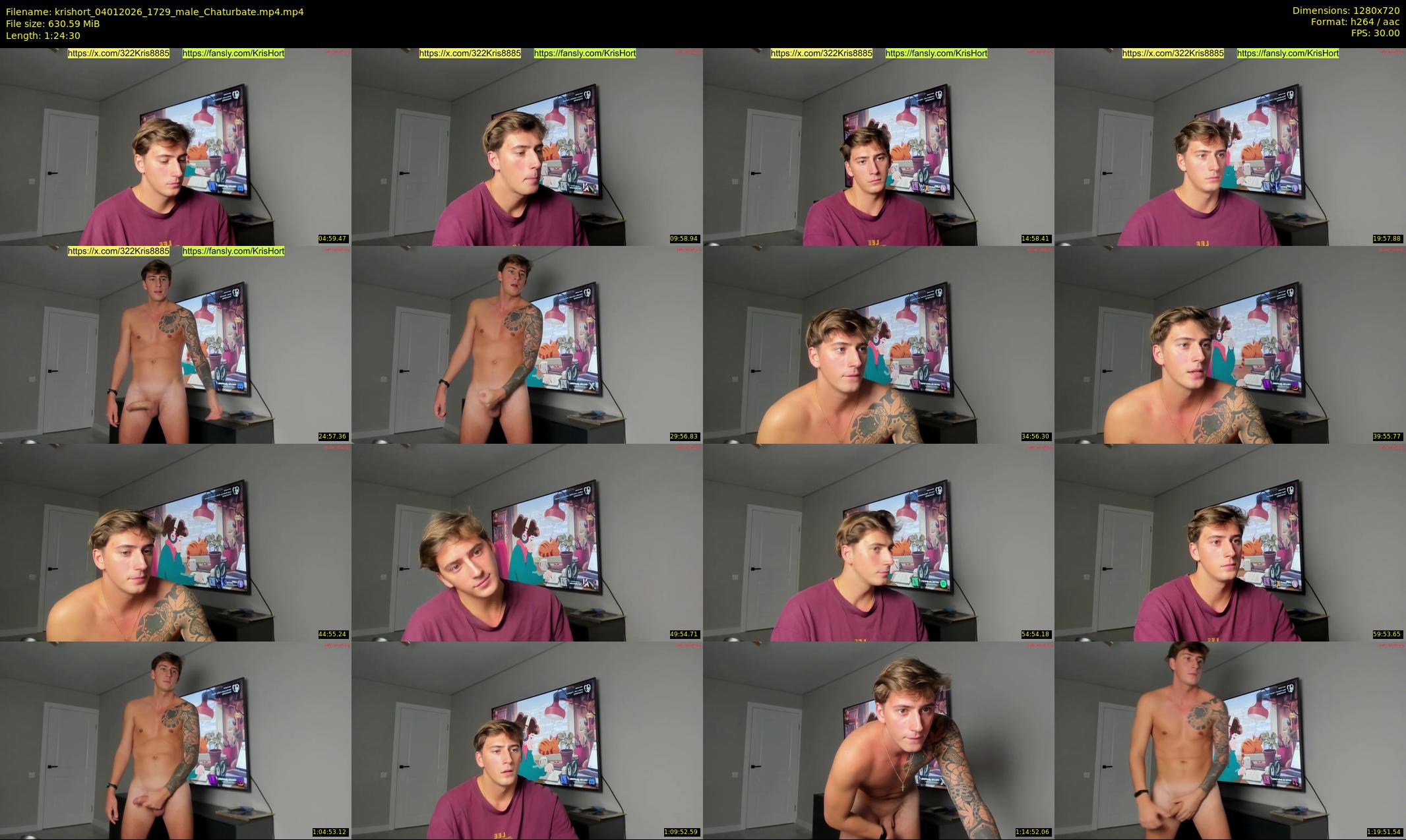 krishort — 85 minute Chaturbate male cam show recording, 720p, Jan 4, 2026