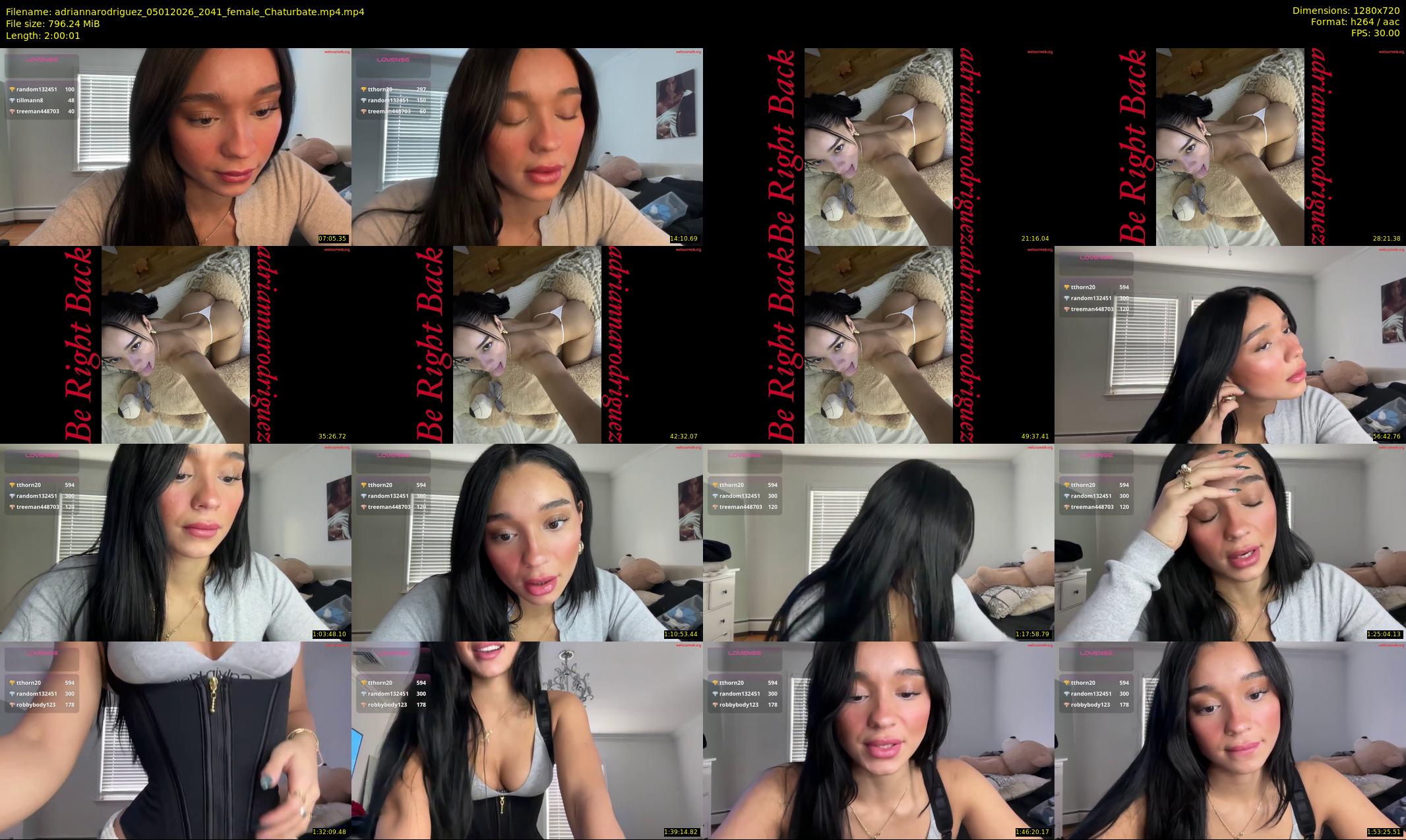 adriannarodriguez — 121 minute Chaturbate female cam show recording, 720p, Jan 5, 2026
