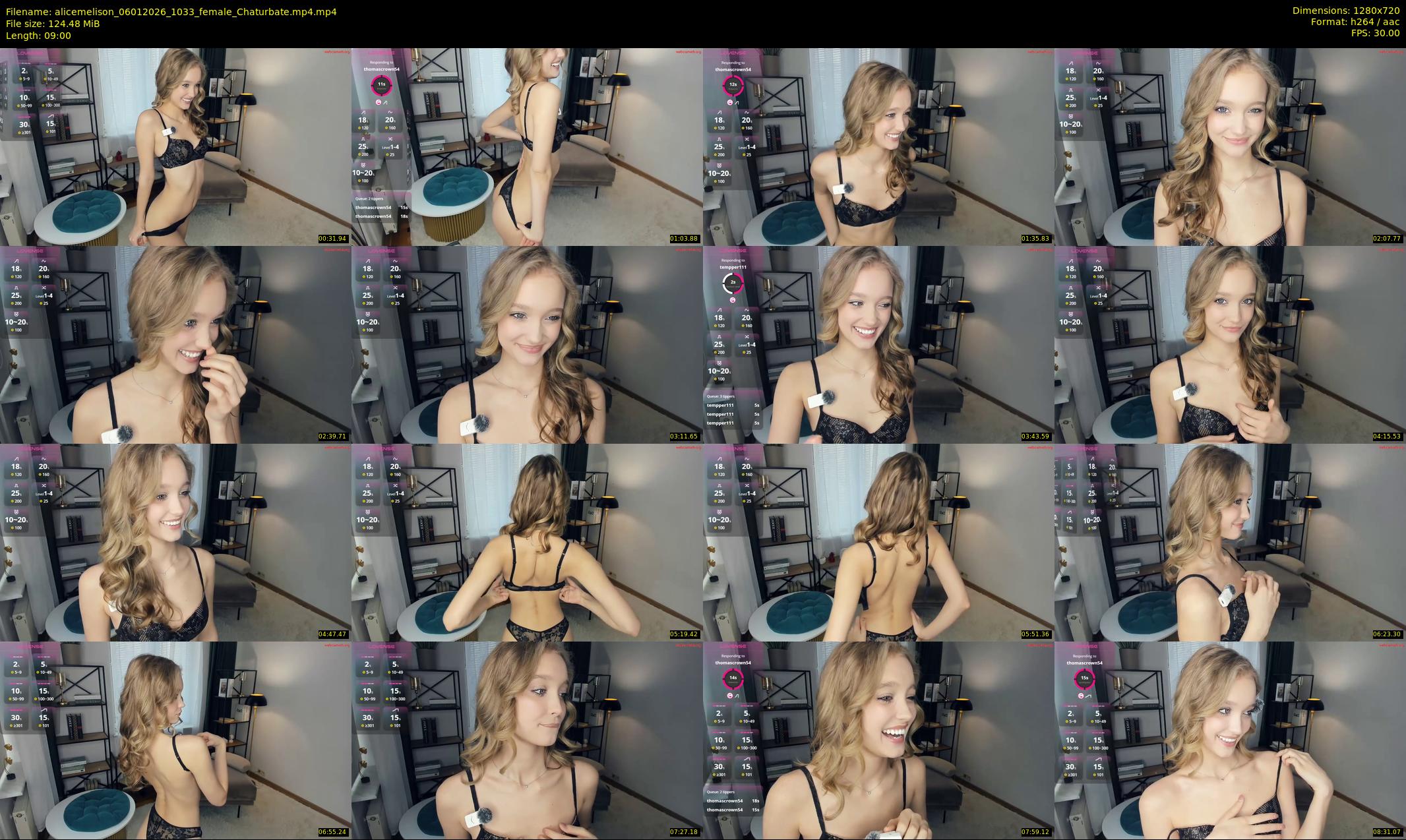 alicemelison — 9 minute Chaturbate female cam show recording, 720p, Jan 6, 2026